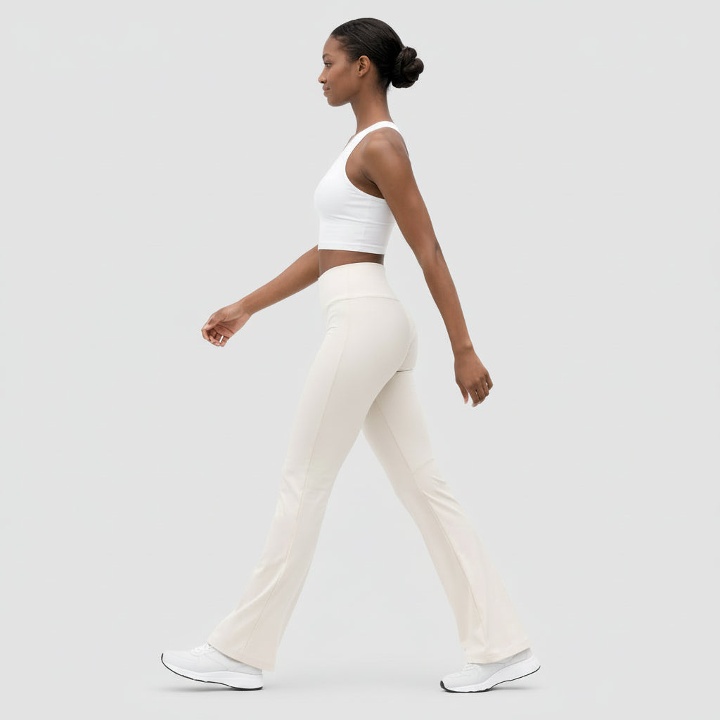 Legging Femme Taille Haute Évasé – Large Ceinture Coupe Ajustée