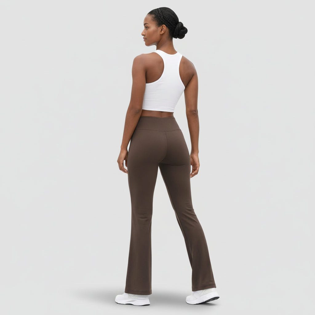 Legging Femme Taille Haute Évasé – Large Ceinture Coupe Ajustée