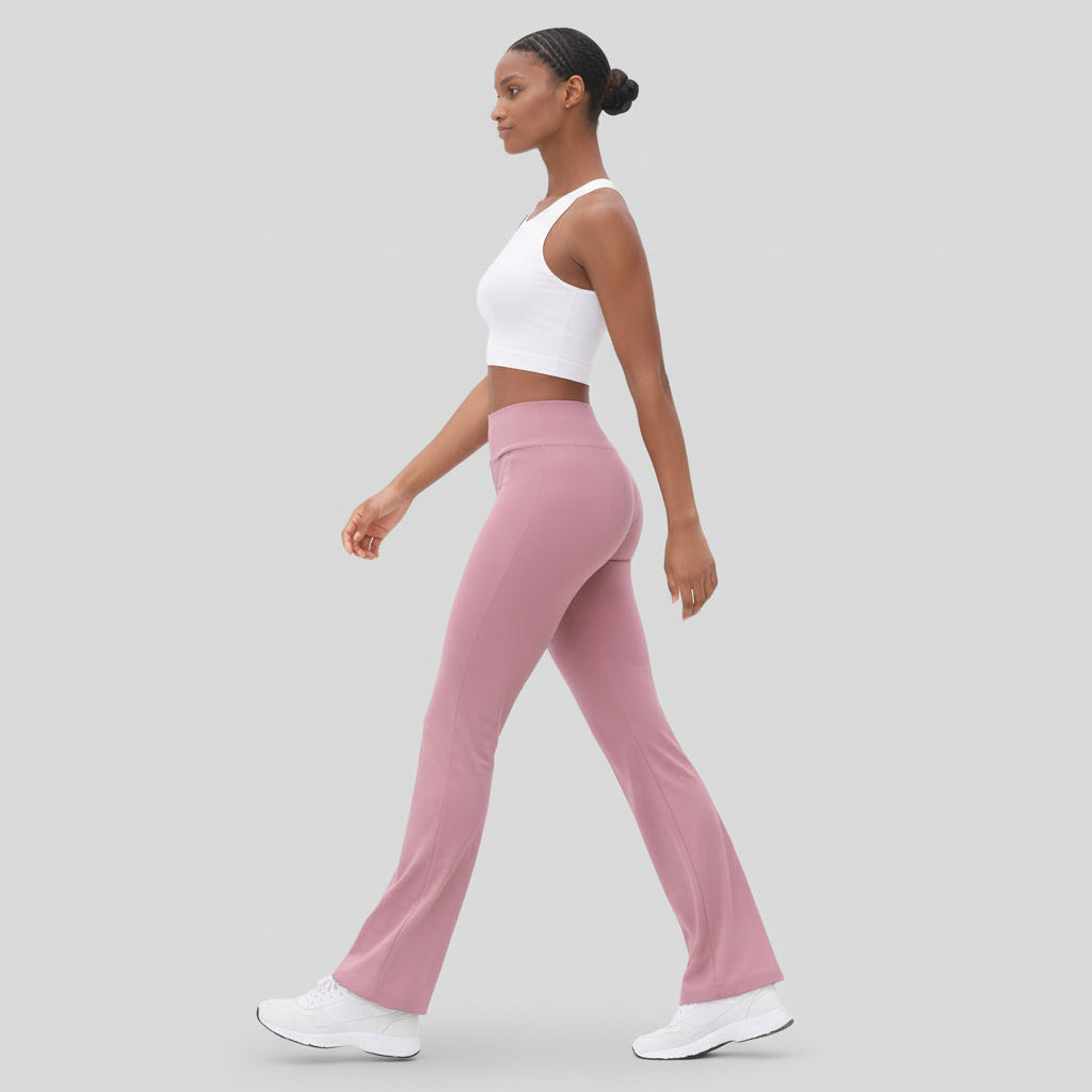 Legging Femme Taille Haute Évasé – Large Ceinture Coupe Ajustée