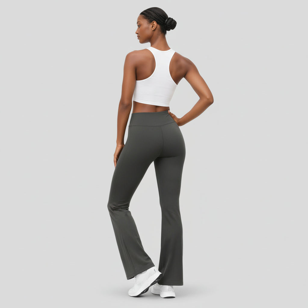 Legging Femme Taille Haute Évasé – Large Ceinture Coupe Ajustée