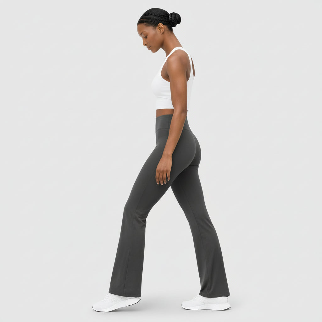 Legging Femme Taille Haute Évasé – Large Ceinture Coupe Ajustée