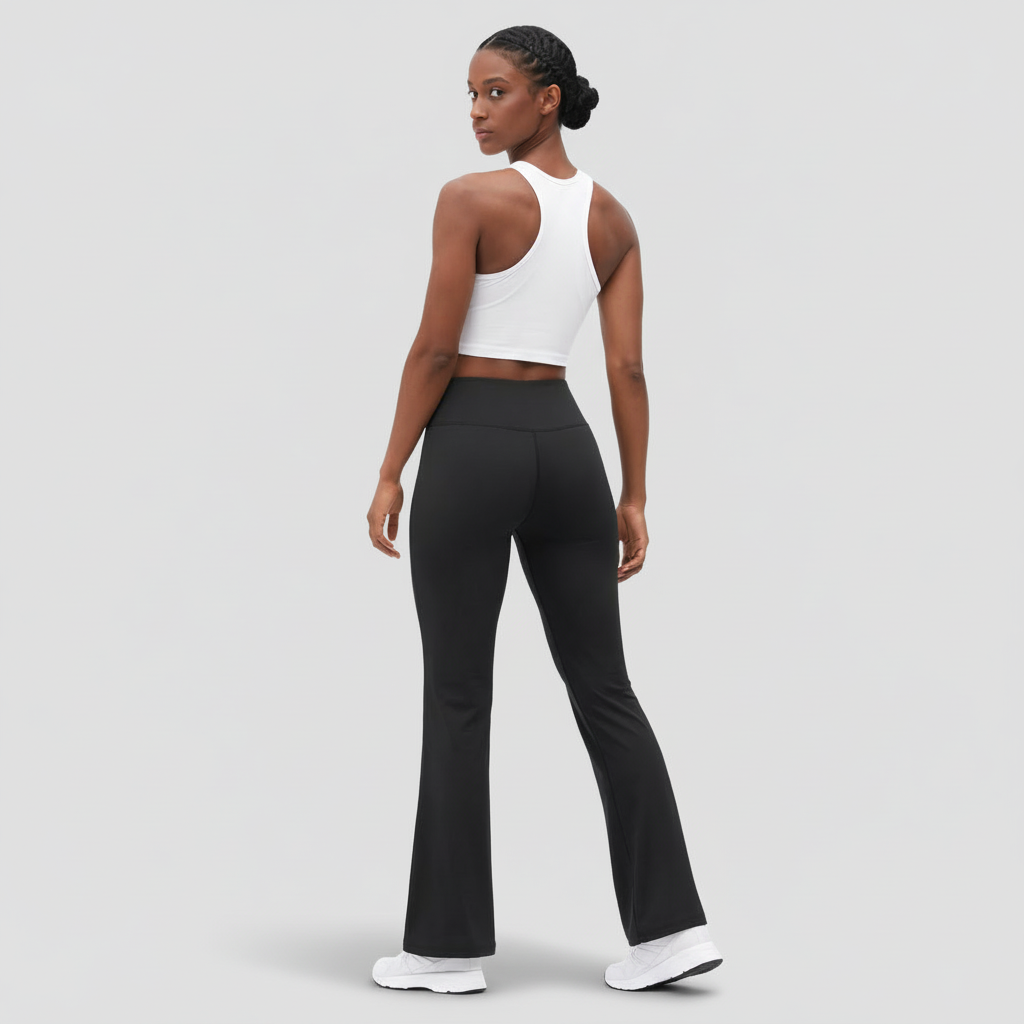 Legging Femme Taille Haute Évasé – Large Ceinture Coupe Ajustée