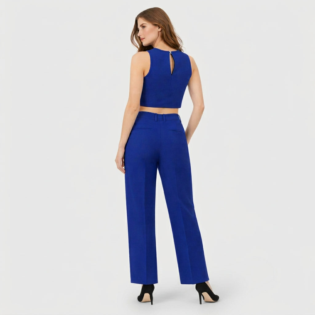 Ensemble Femme Top Court et Pantalon Large – Tenue Deux Pièces