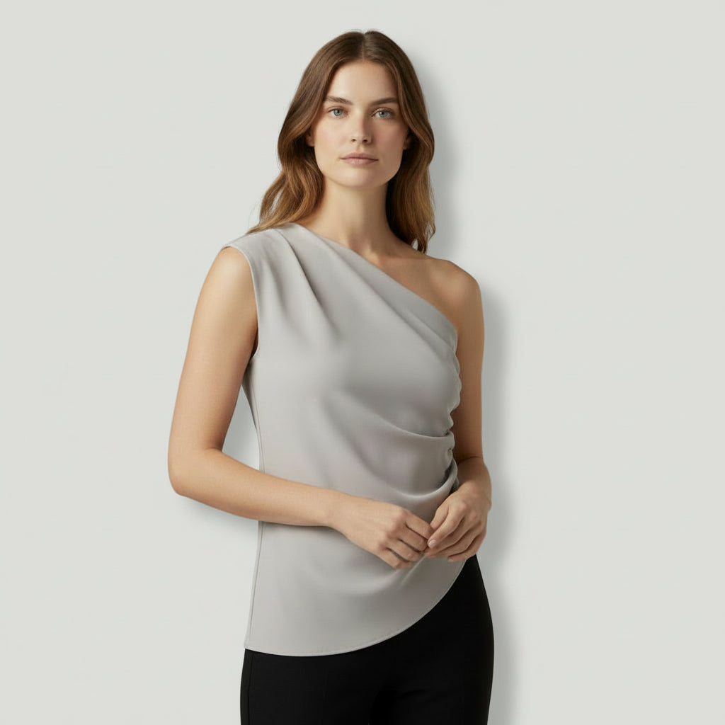 Blouse Femme Asymétrique Une Épaule – Détail Drapé et Fronces