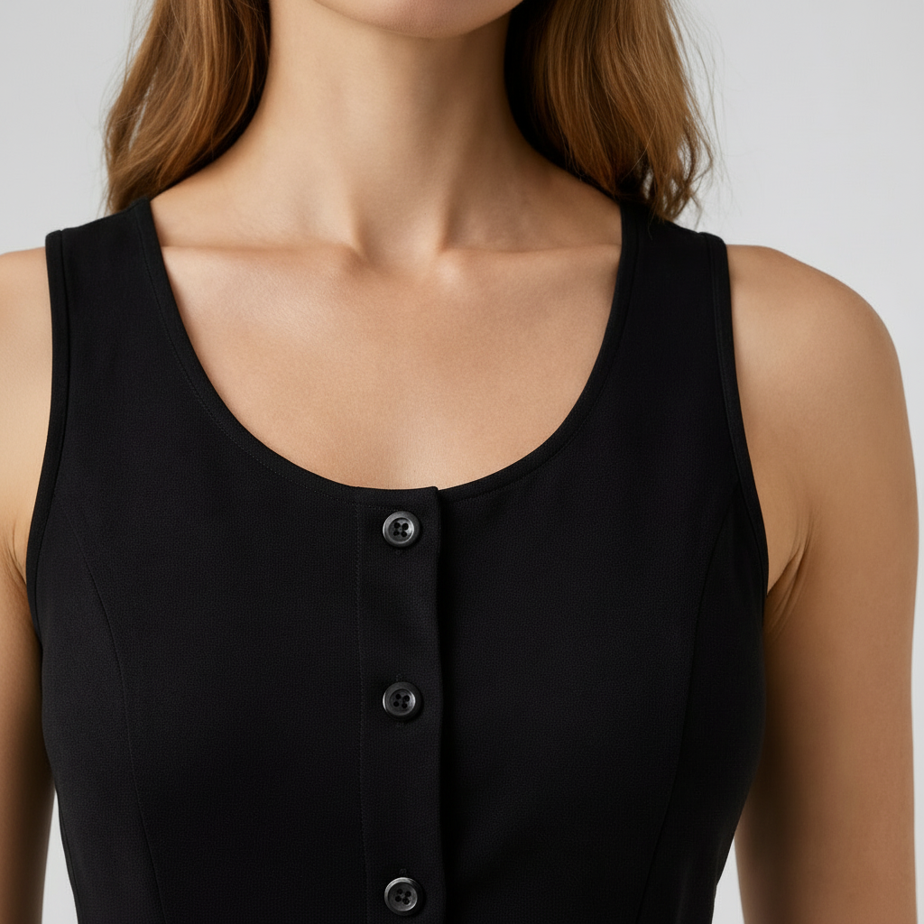 Robe Mini Femme Sans Manches Boutonnée – Coupe Ajustée Structurée