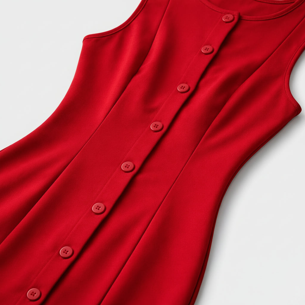 Robe Mini Femme Sans Manches Boutonnée – Coupe Ajustée Structurée