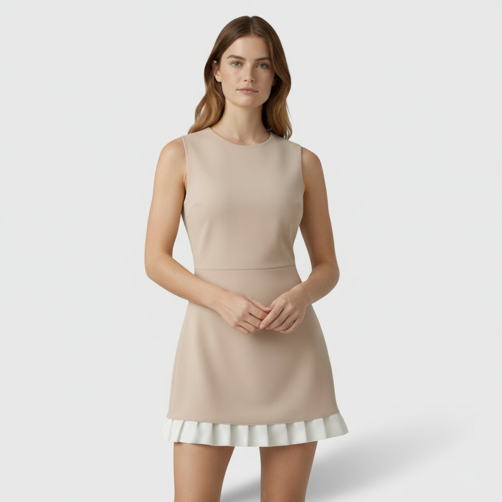 Robe Mini Femme Coupe Trapèze – Ourlet Volanté Contrasté