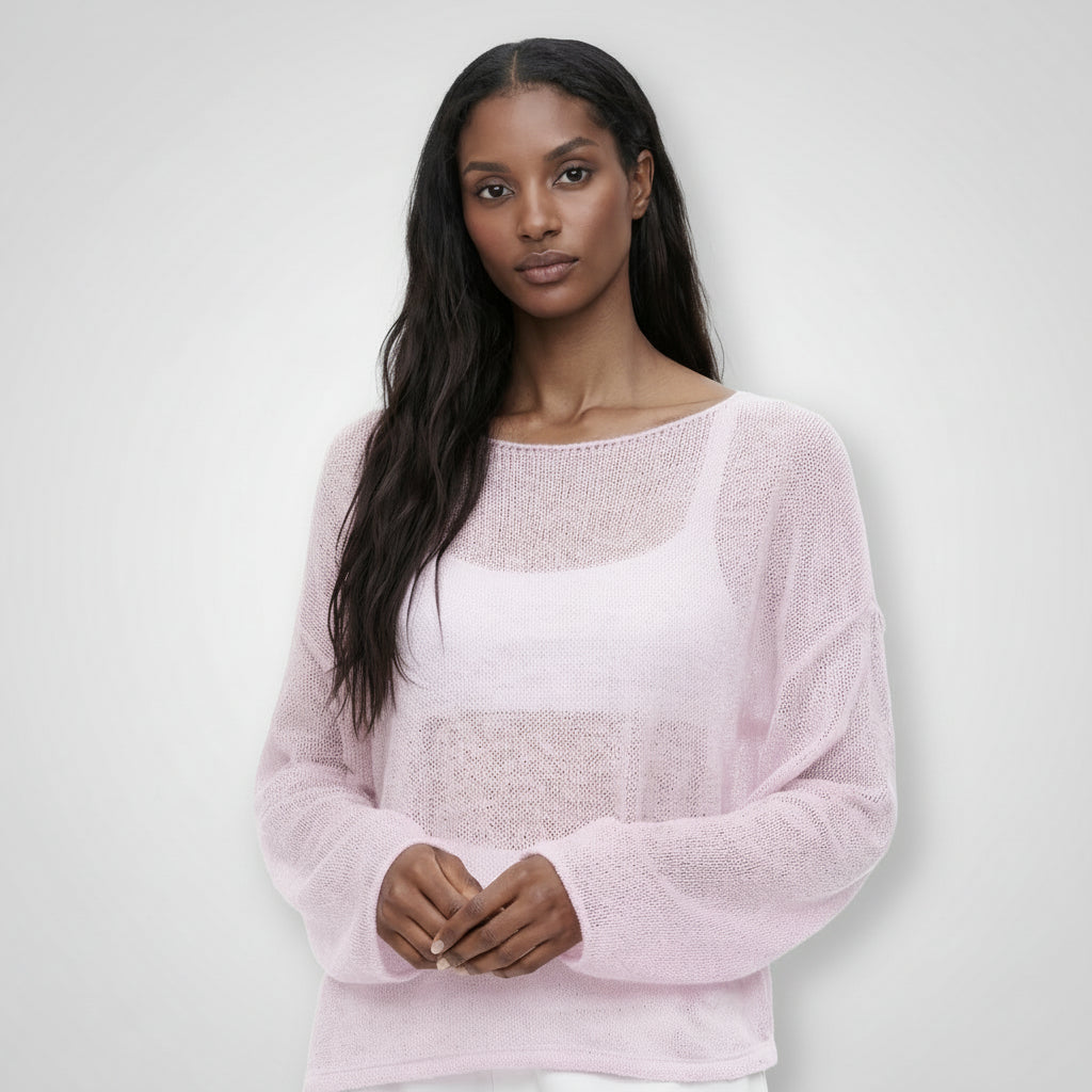 Pull Femme Maille Lâche – Col Large Coupe Décontractée