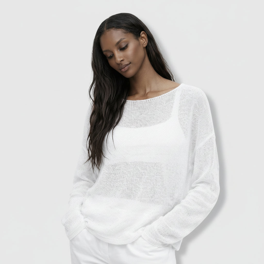 Pull Femme Maille Lâche – Col Large Coupe Décontractée