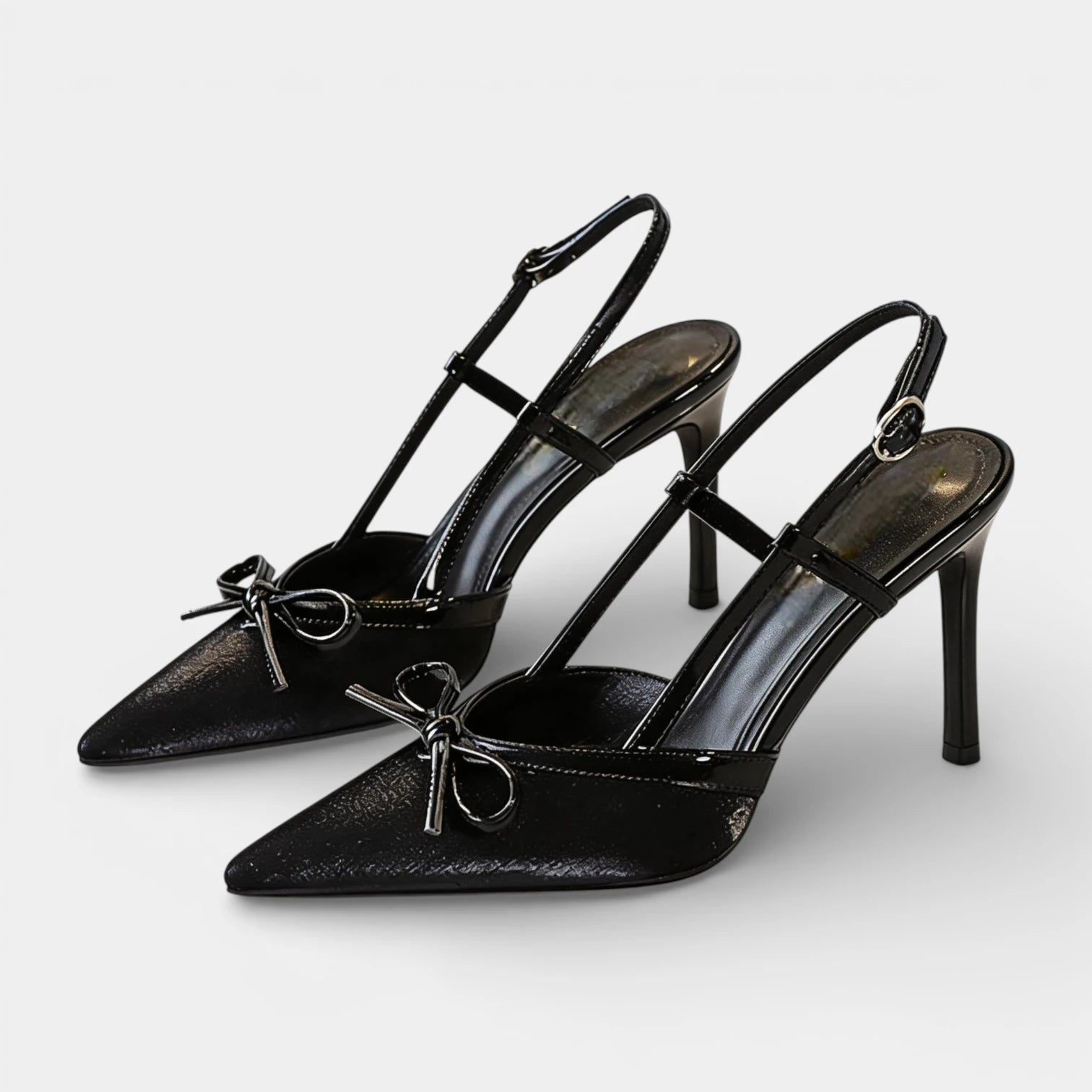 Escarpins Femme à Talon Haut Bout Pointu Bride T Nœud Bride Arrière