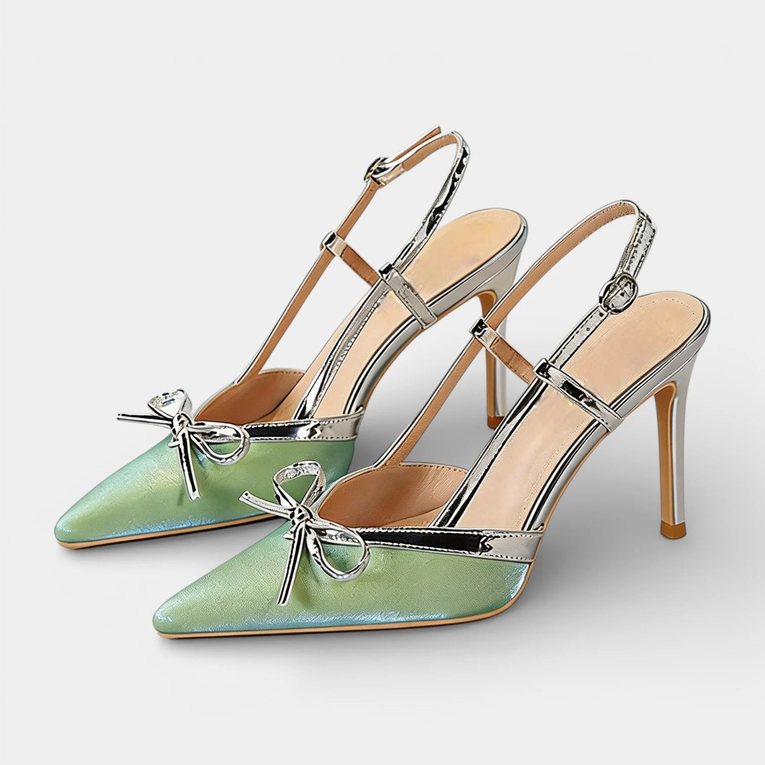 Escarpins Femme à Talon Haut Bout Pointu Bride T Nœud Bride Arrière