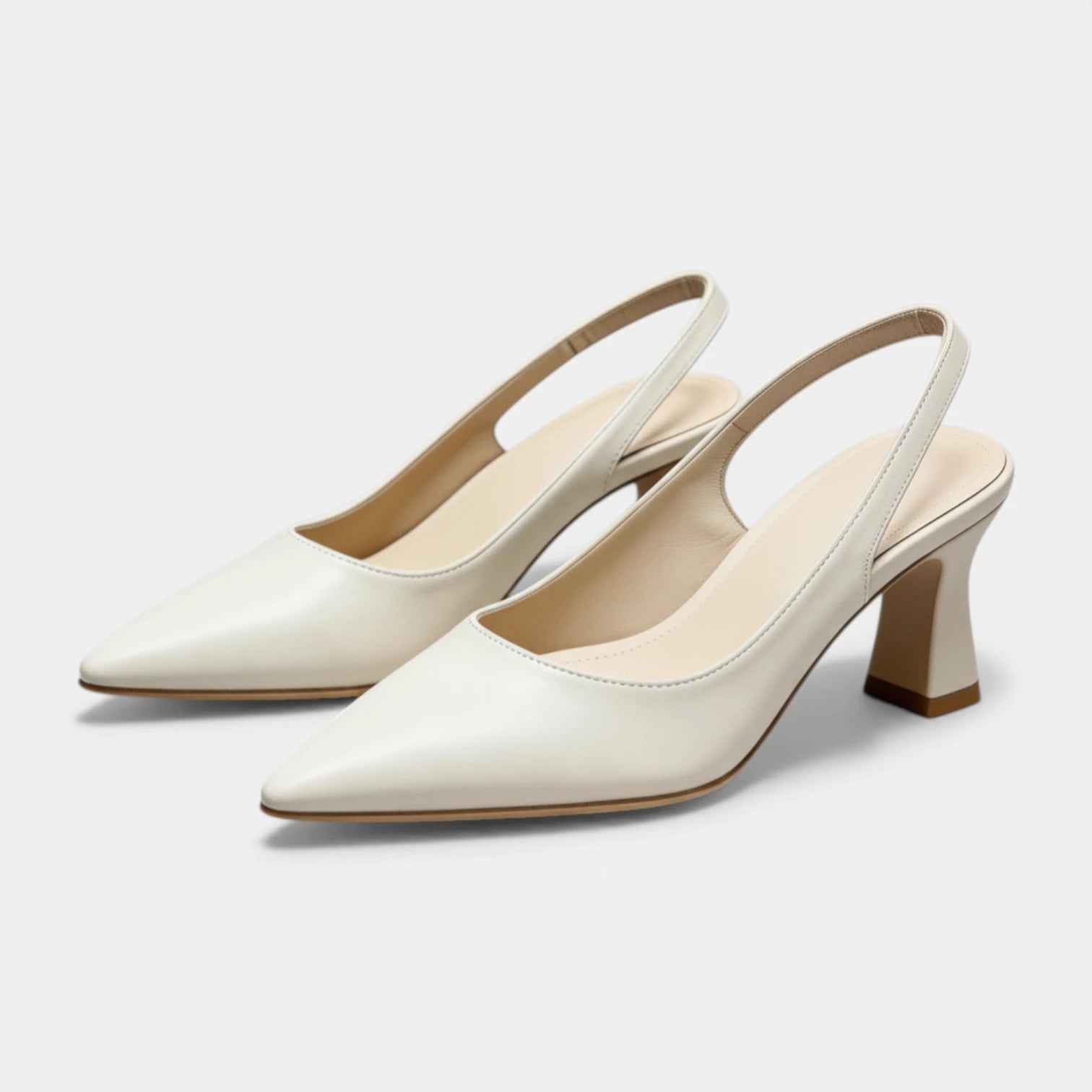 Escarpins Slingback Femme à Bout Pointu Talon Évasé Aspect Cuir