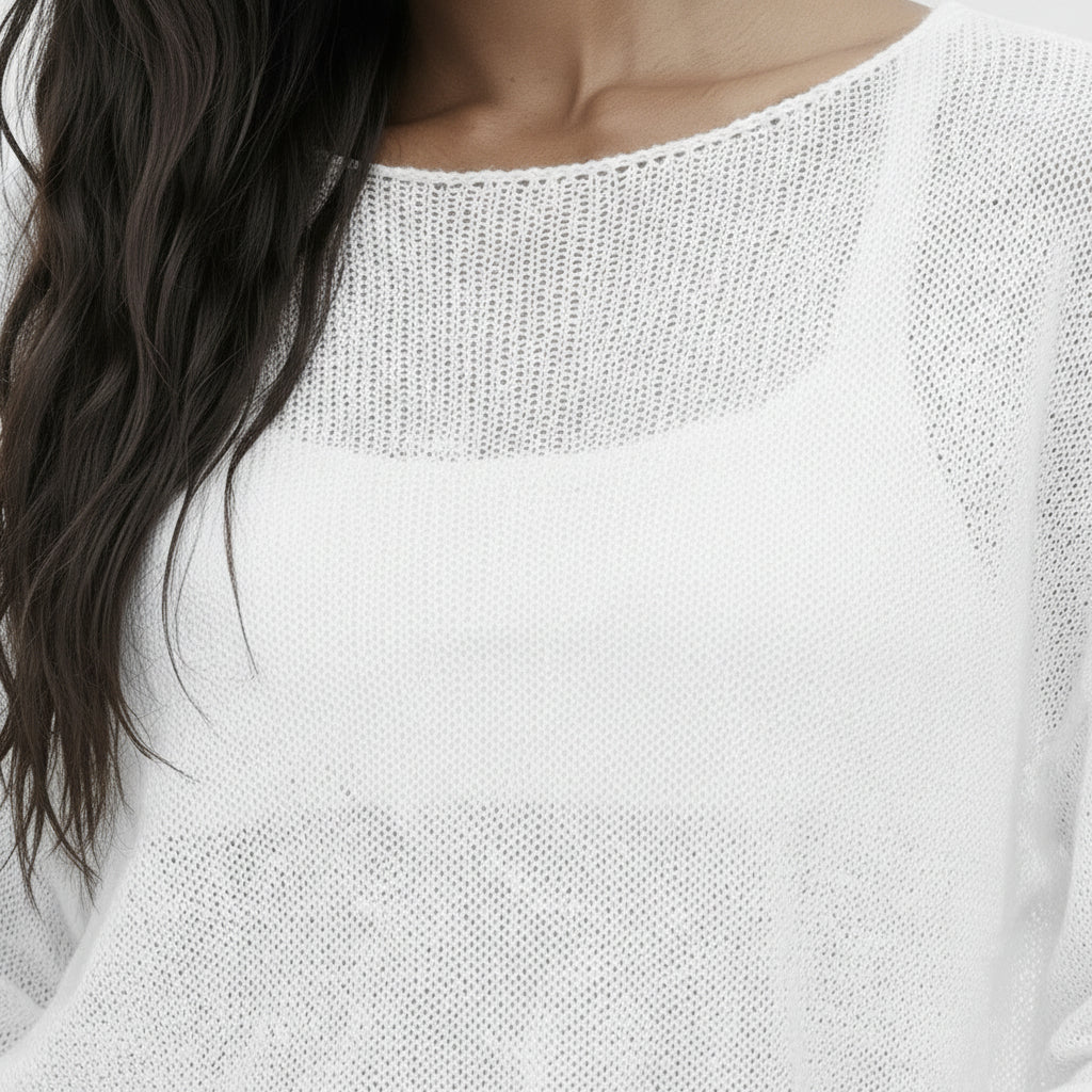 Pull Femme Maille Lâche – Col Large Coupe Décontractée