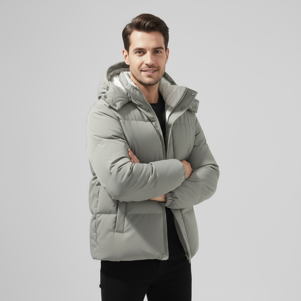 Doudoune Matelassée à Capuche Pour Homme