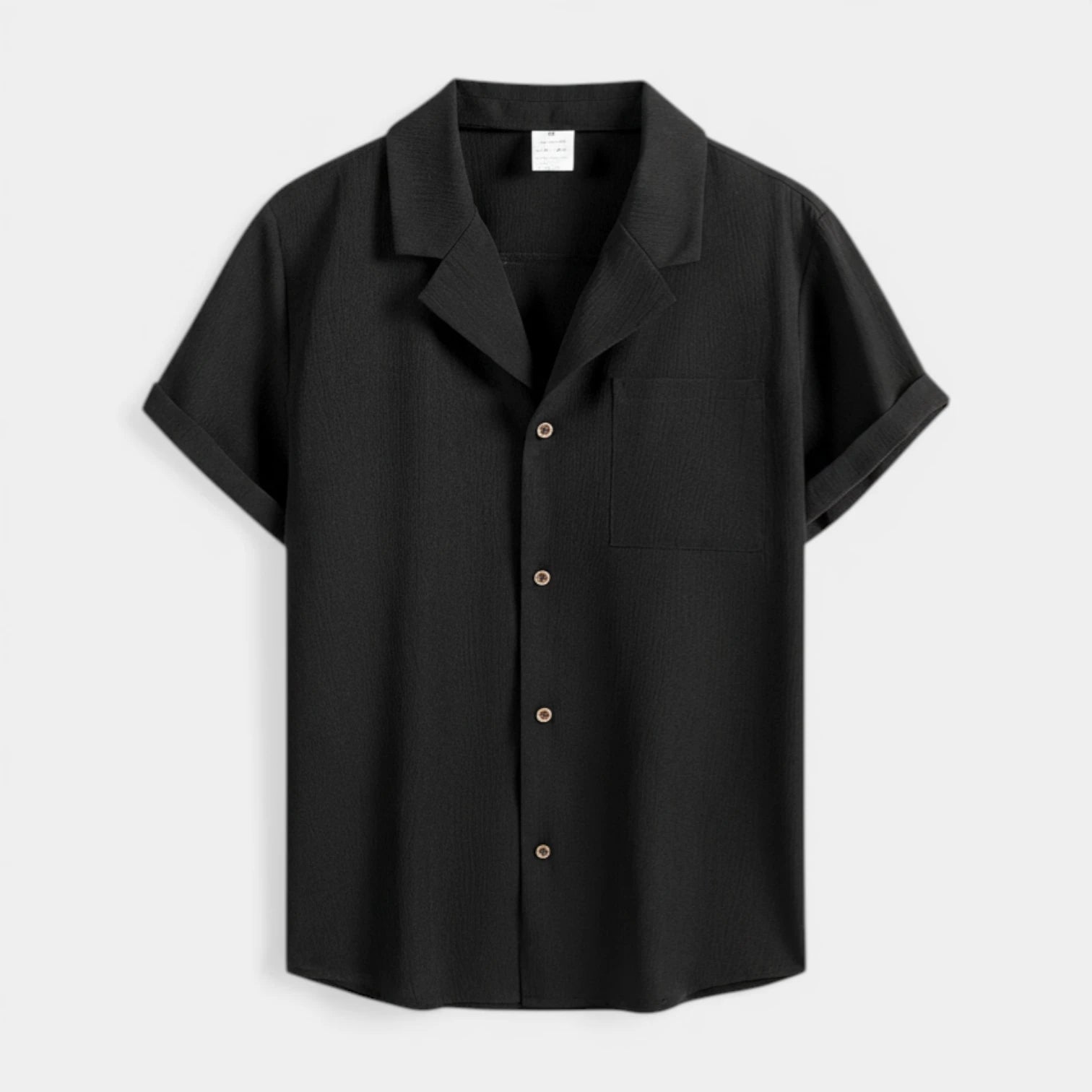 Men's Textured Open Collar Short Sleeve Shirt