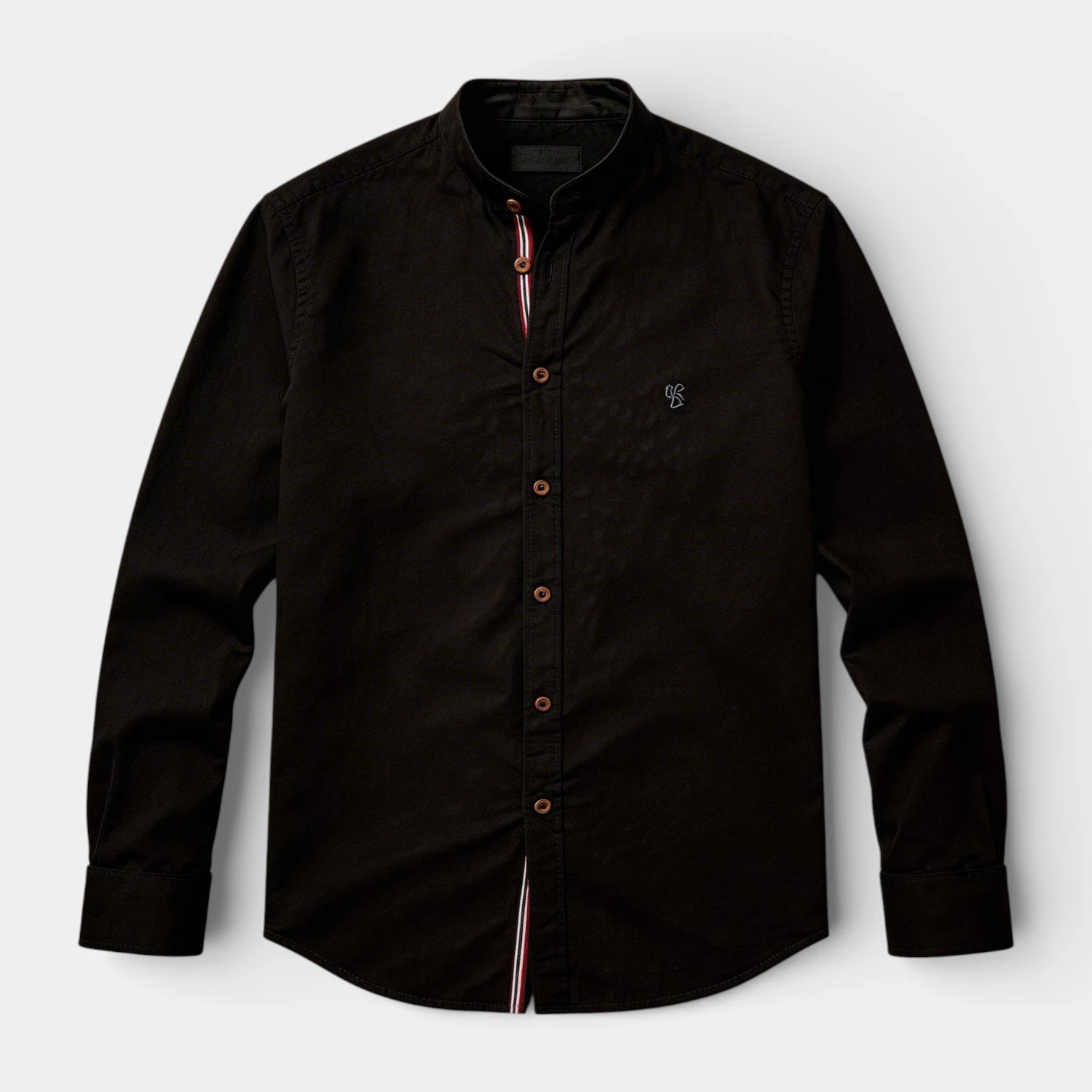 Chemise Homme Boutonnée Col Officier Manches Longues