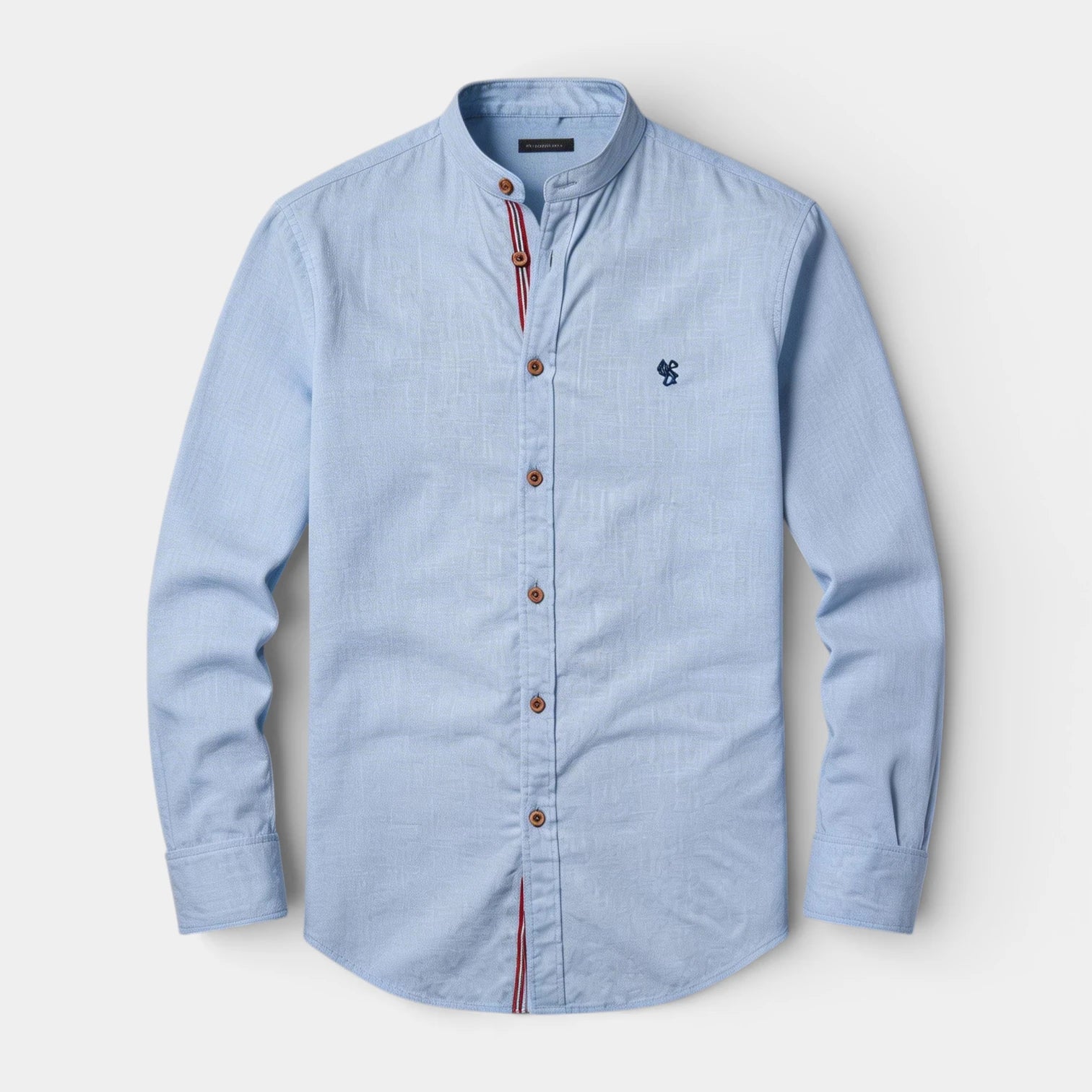 Chemise Homme Boutonnée Col Officier Manches Longues