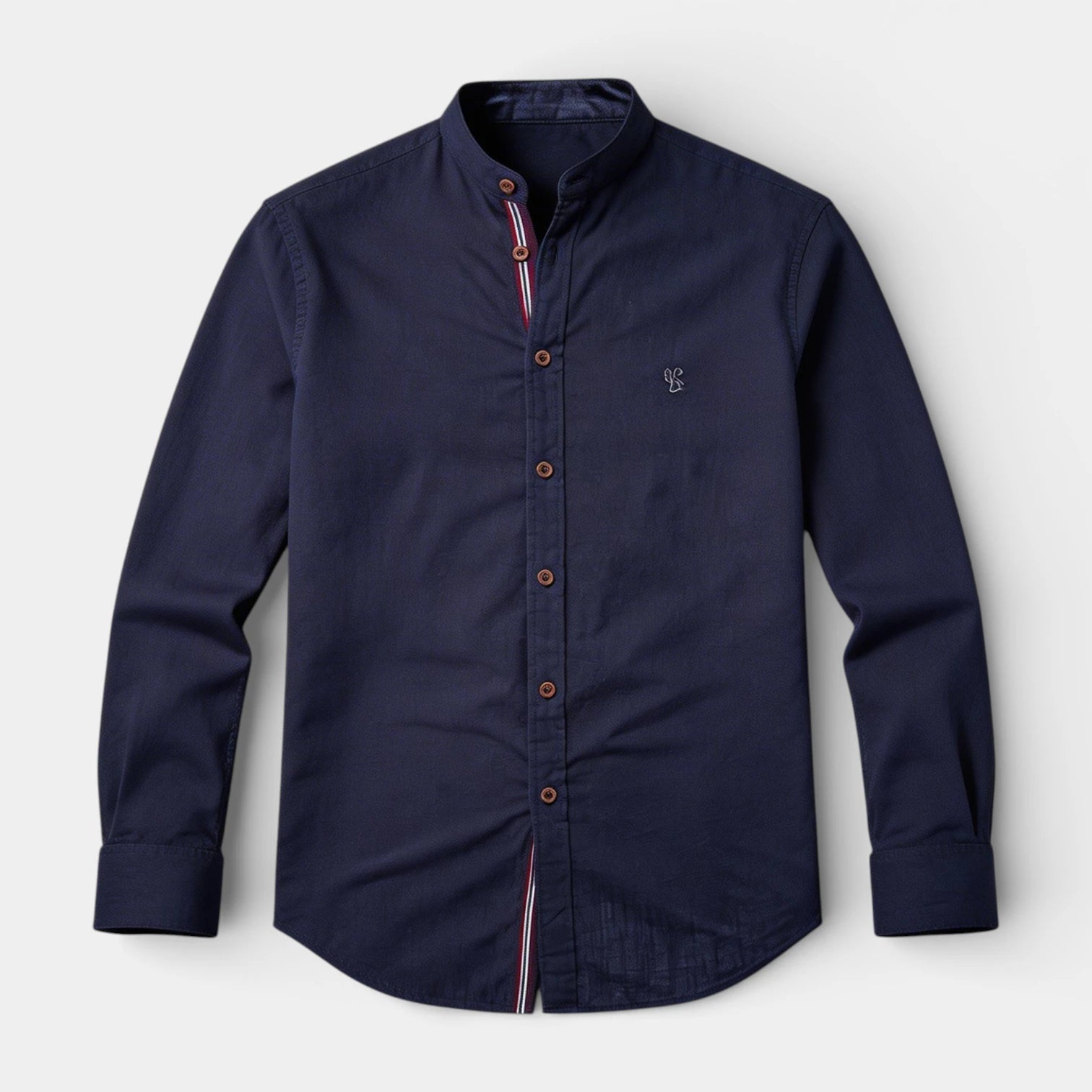 Chemise Homme Boutonnée Col Officier Manches Longues