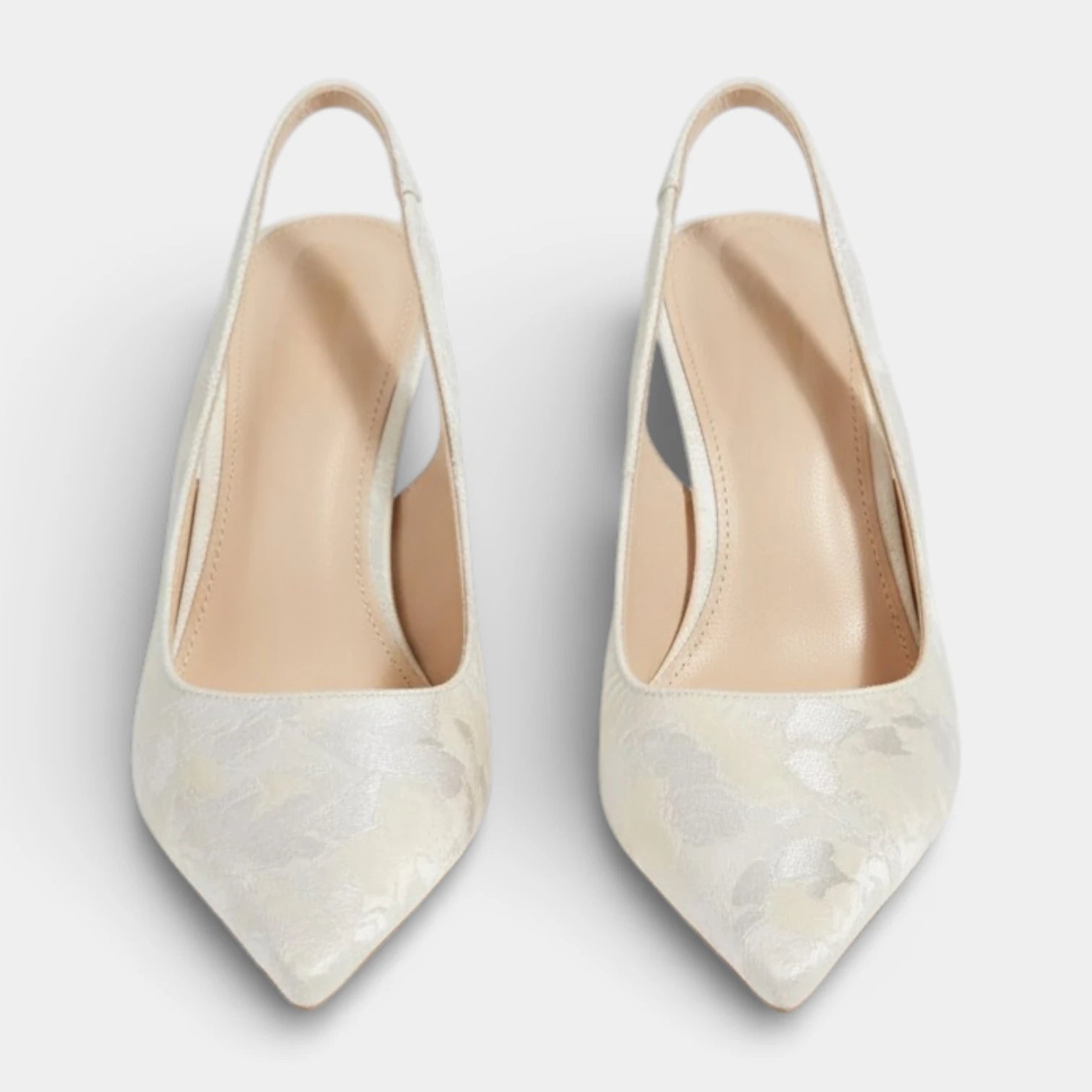 Escarpins Femme Slingback à Bout Pointu Maille Florale Talon Moyen