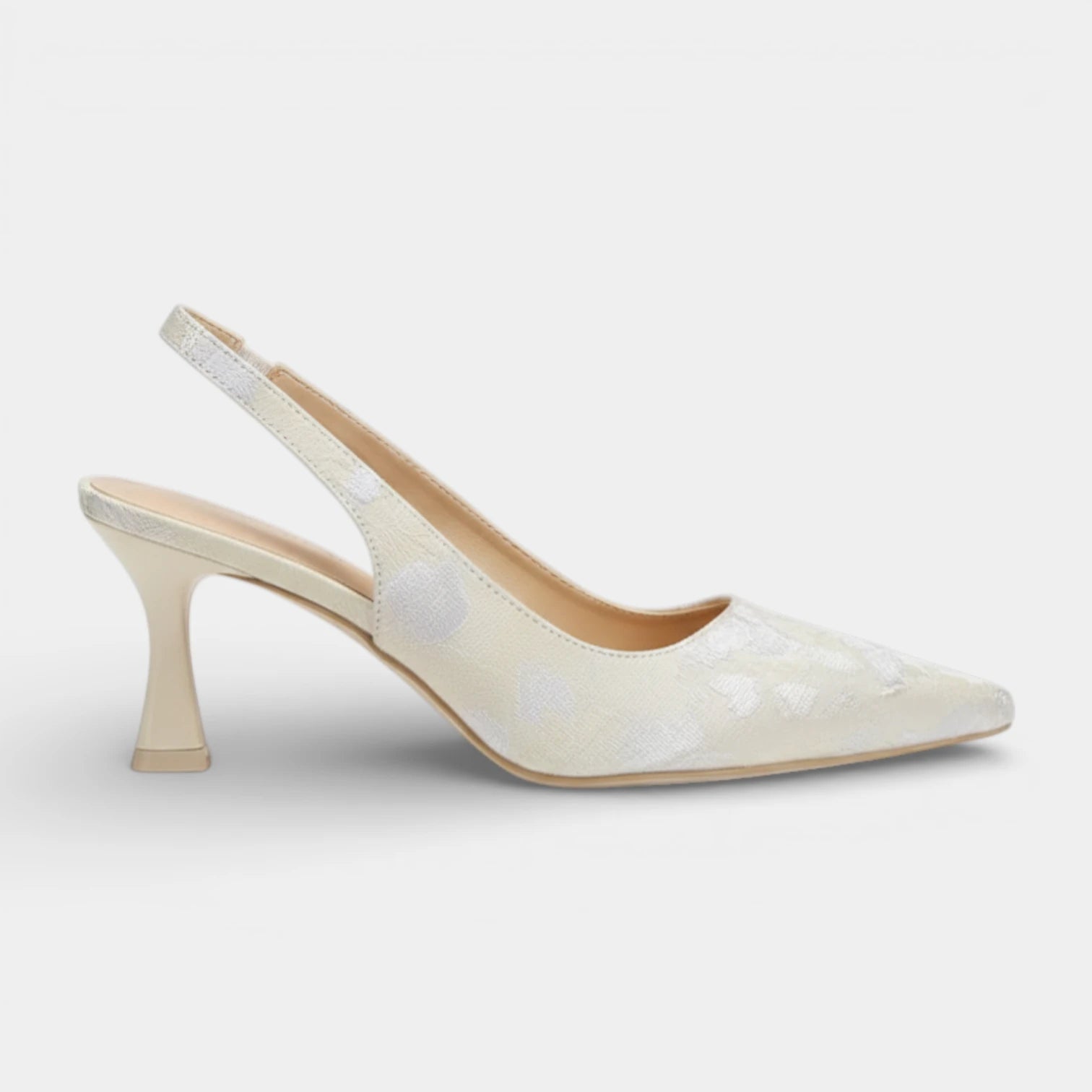 Escarpins Femme Slingback à Bout Pointu Maille Florale Talon Moyen