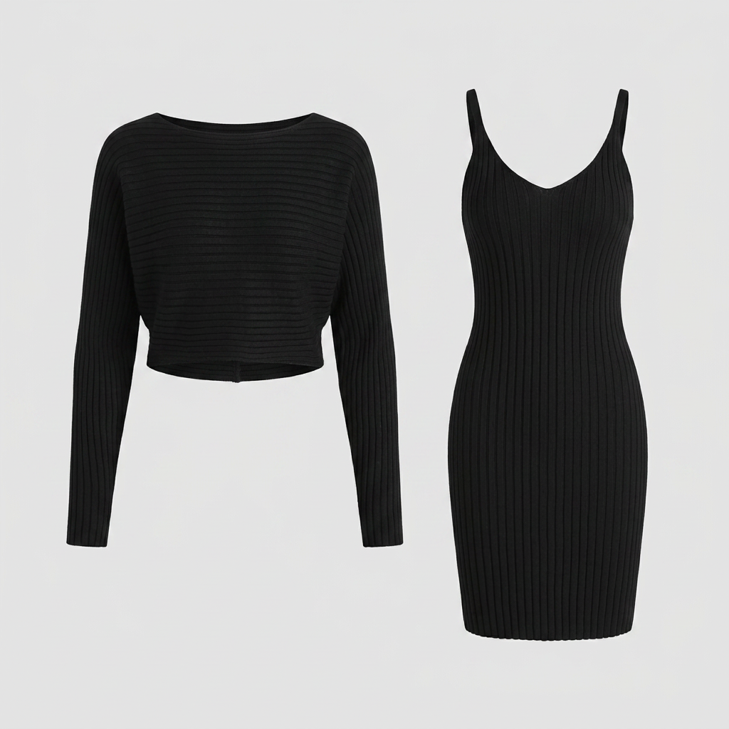 Ensemble Maille Luxueuse Pull et Robe pour Femme