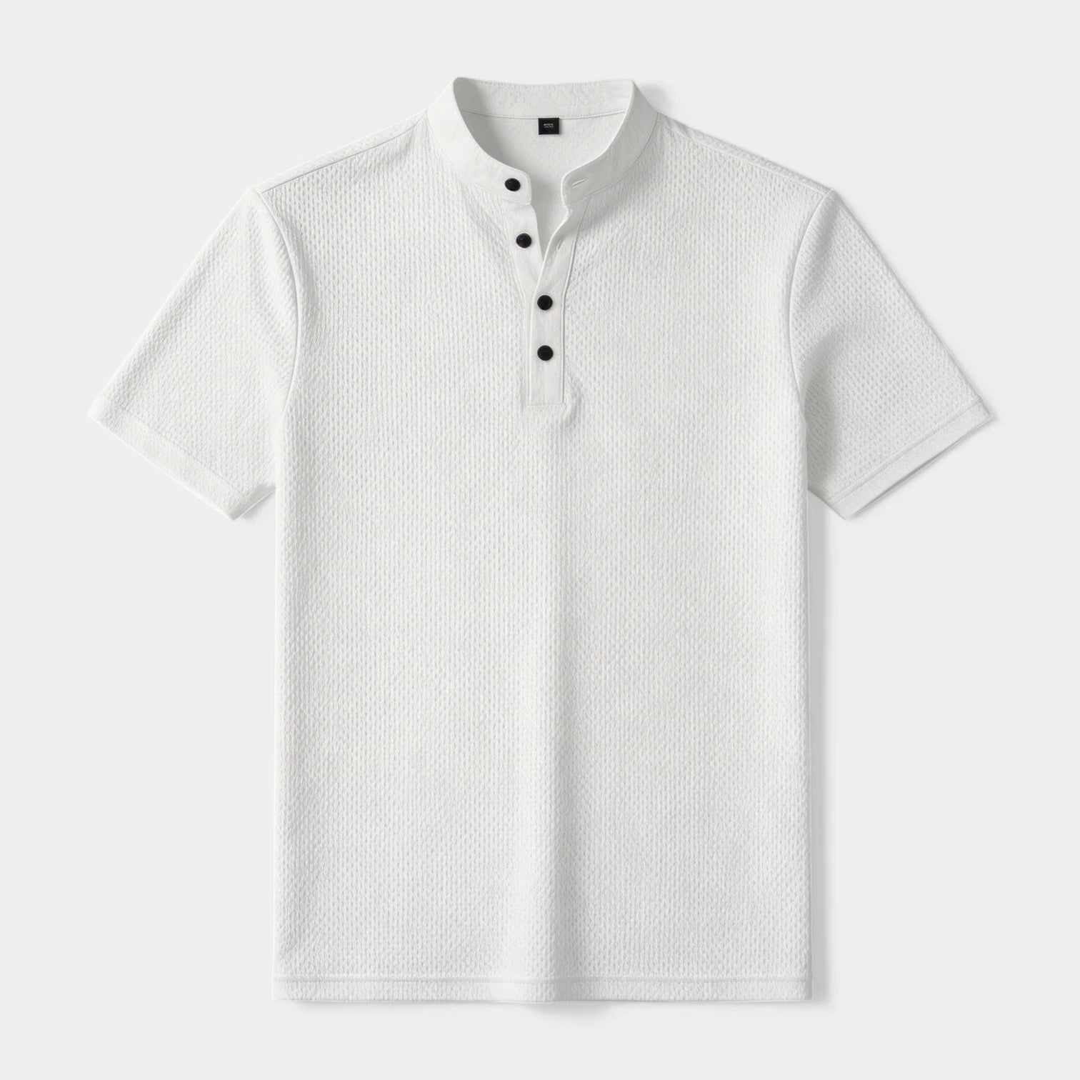 T-shirt Henley Homme Manches Courtes Col Officier Texture Structurée