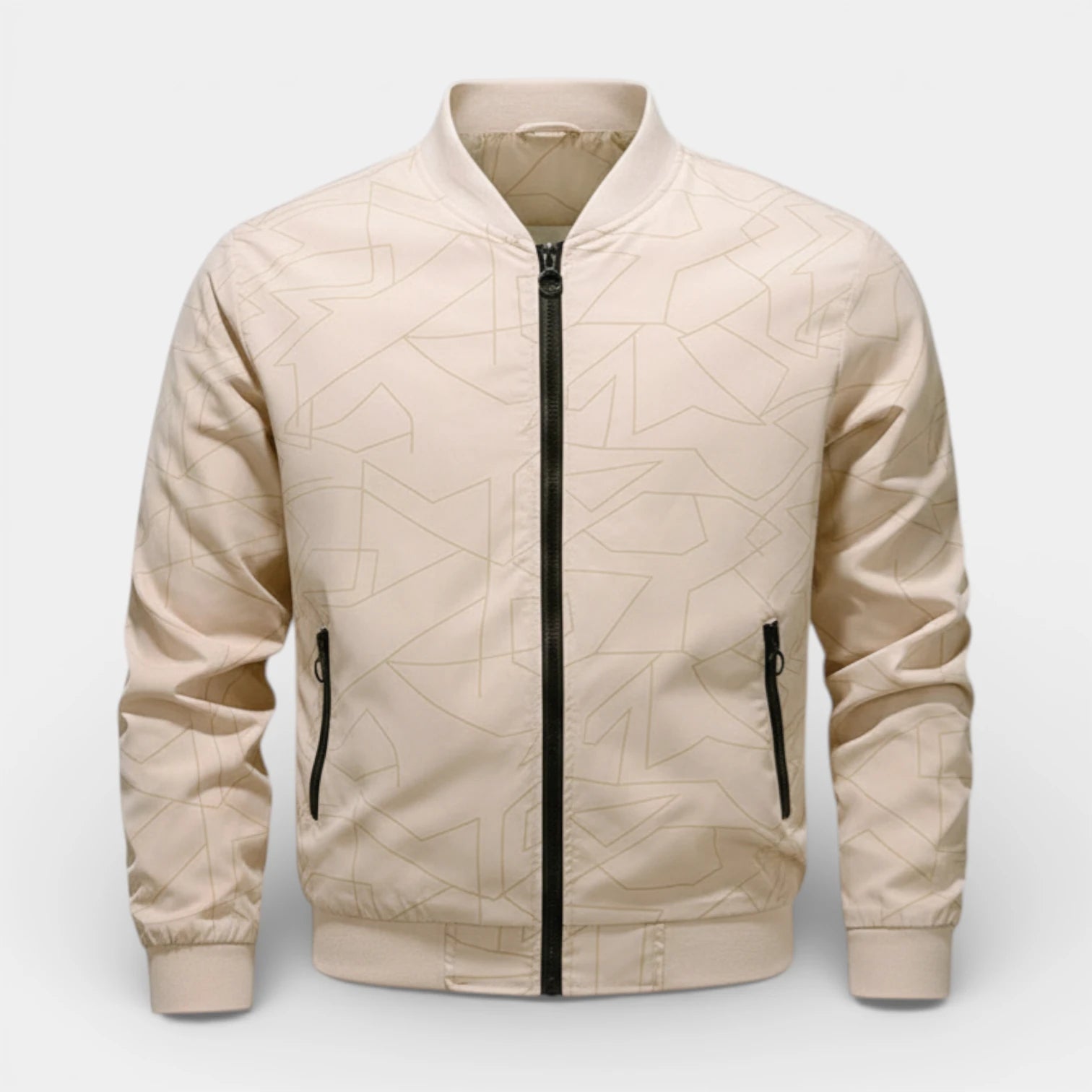 Blouson Bomber Homme Zippé Motif Géométrique