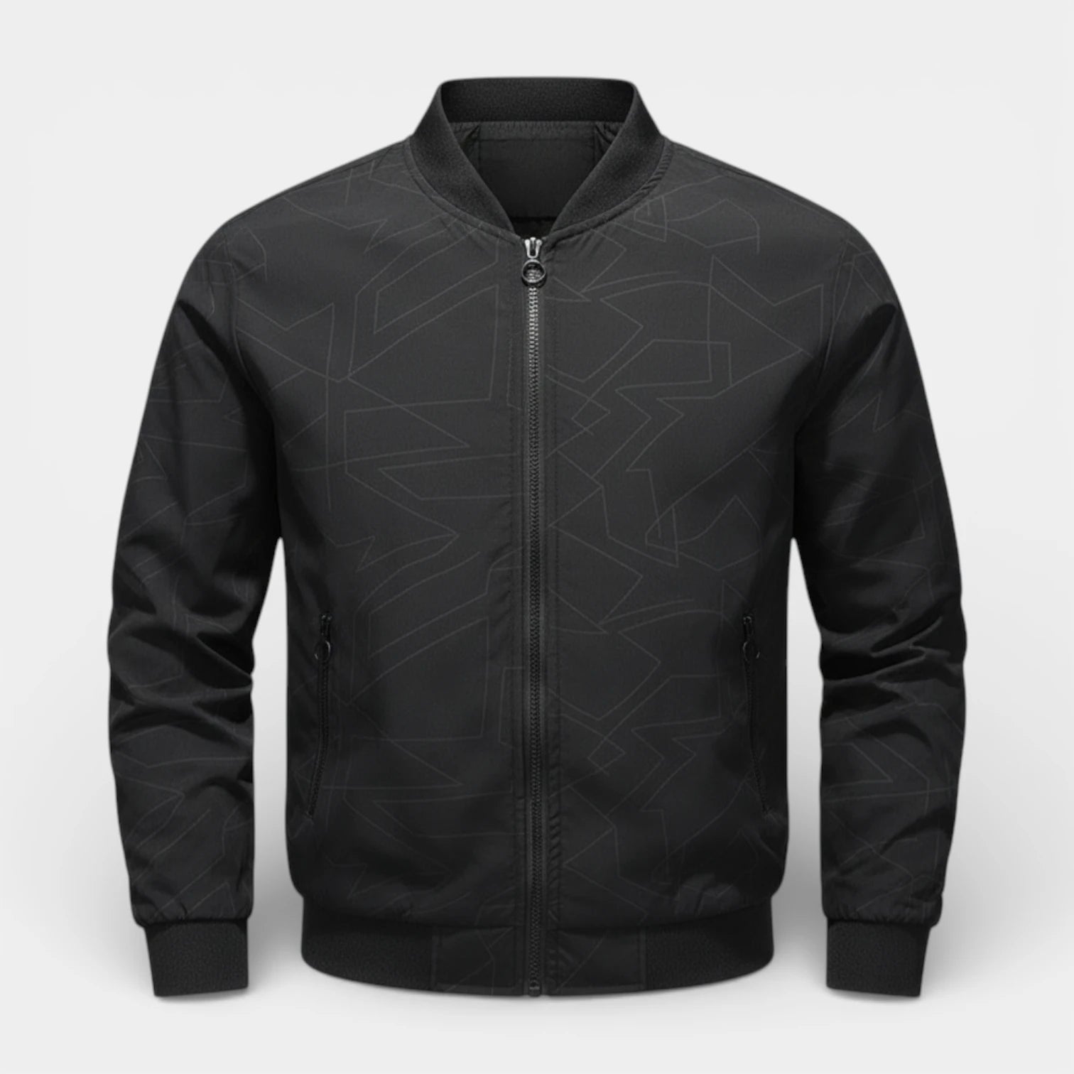 Blouson Bomber Homme Zippé Motif Géométrique