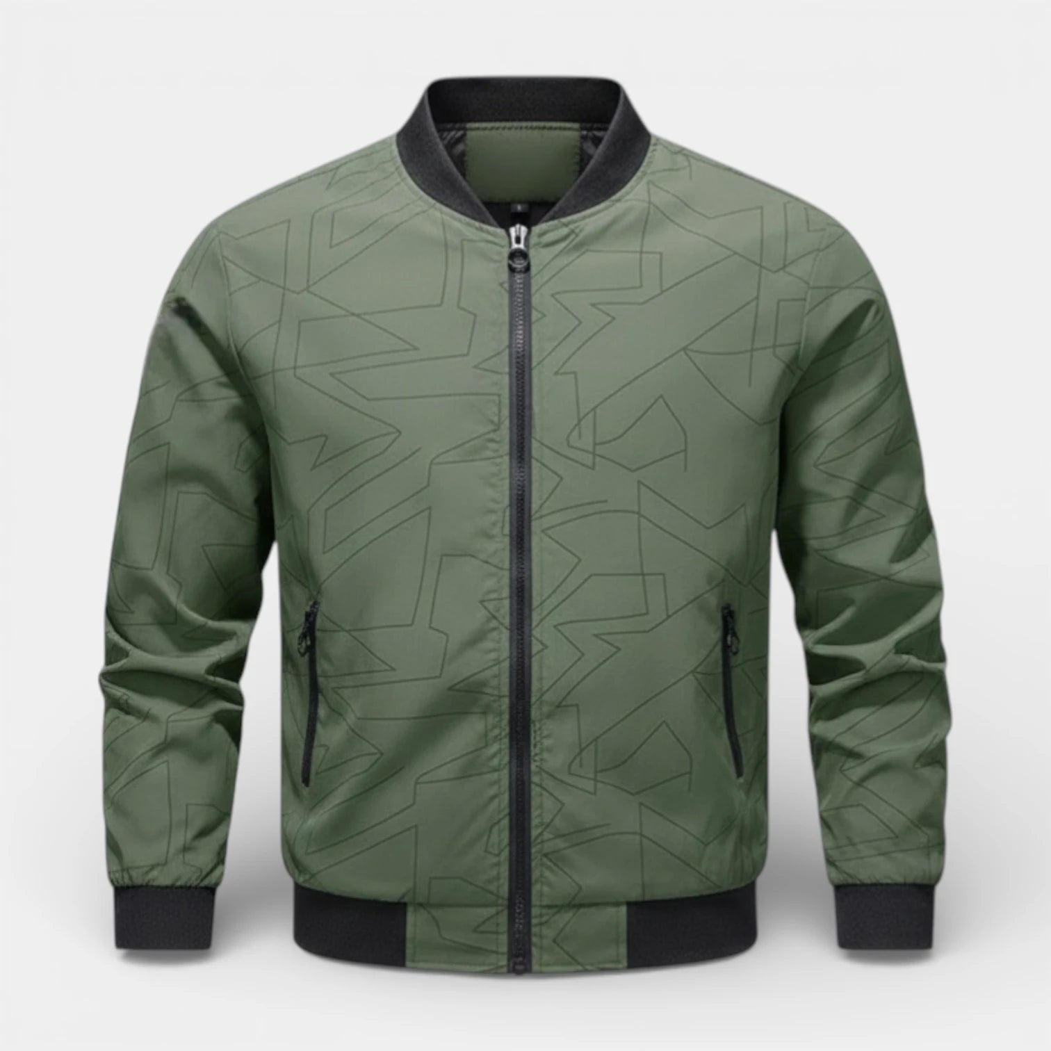 Blouson Bomber Homme Zippé Motif Géométrique