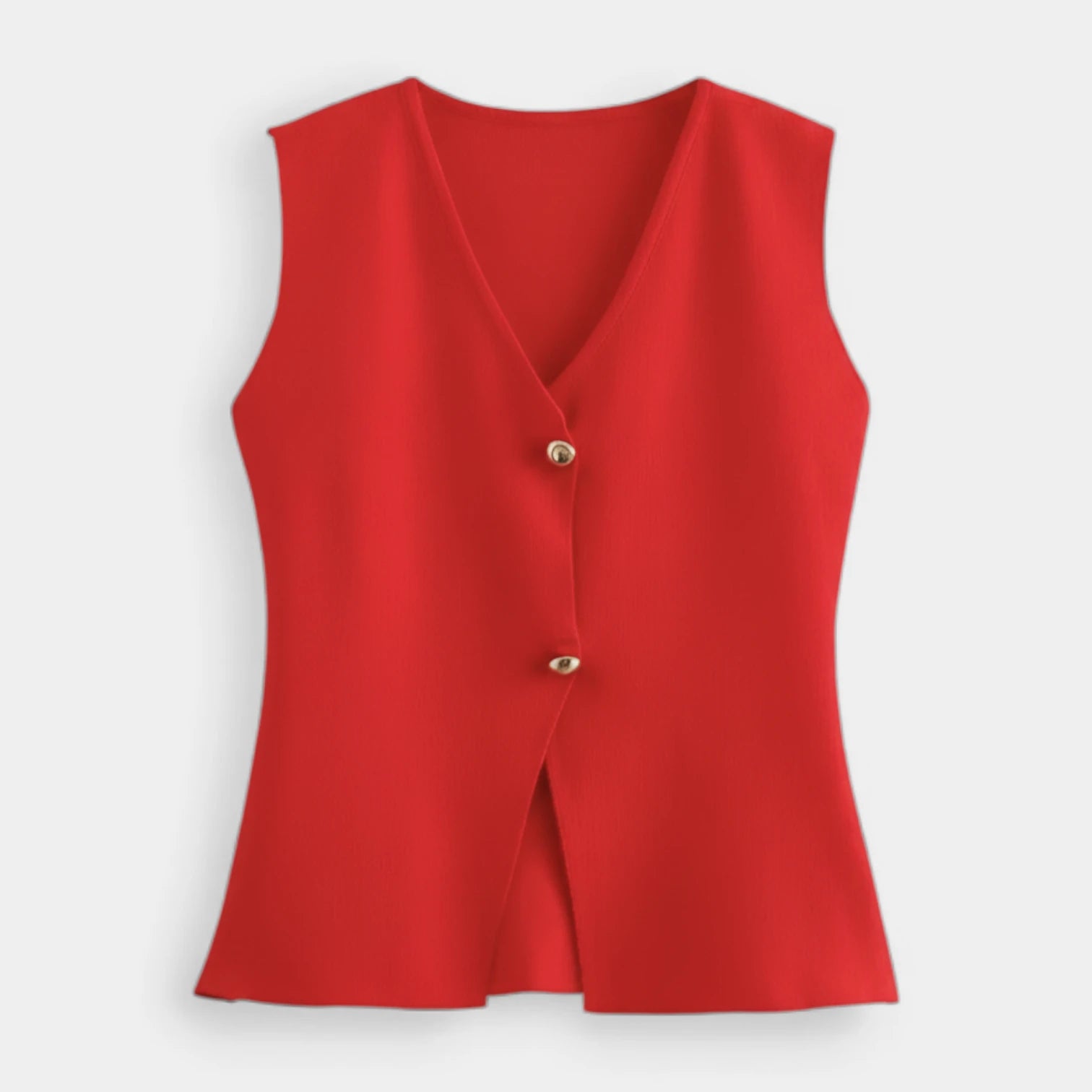 Top Gilet Femme Sans Manches Col V – Fermeture Boutonnée