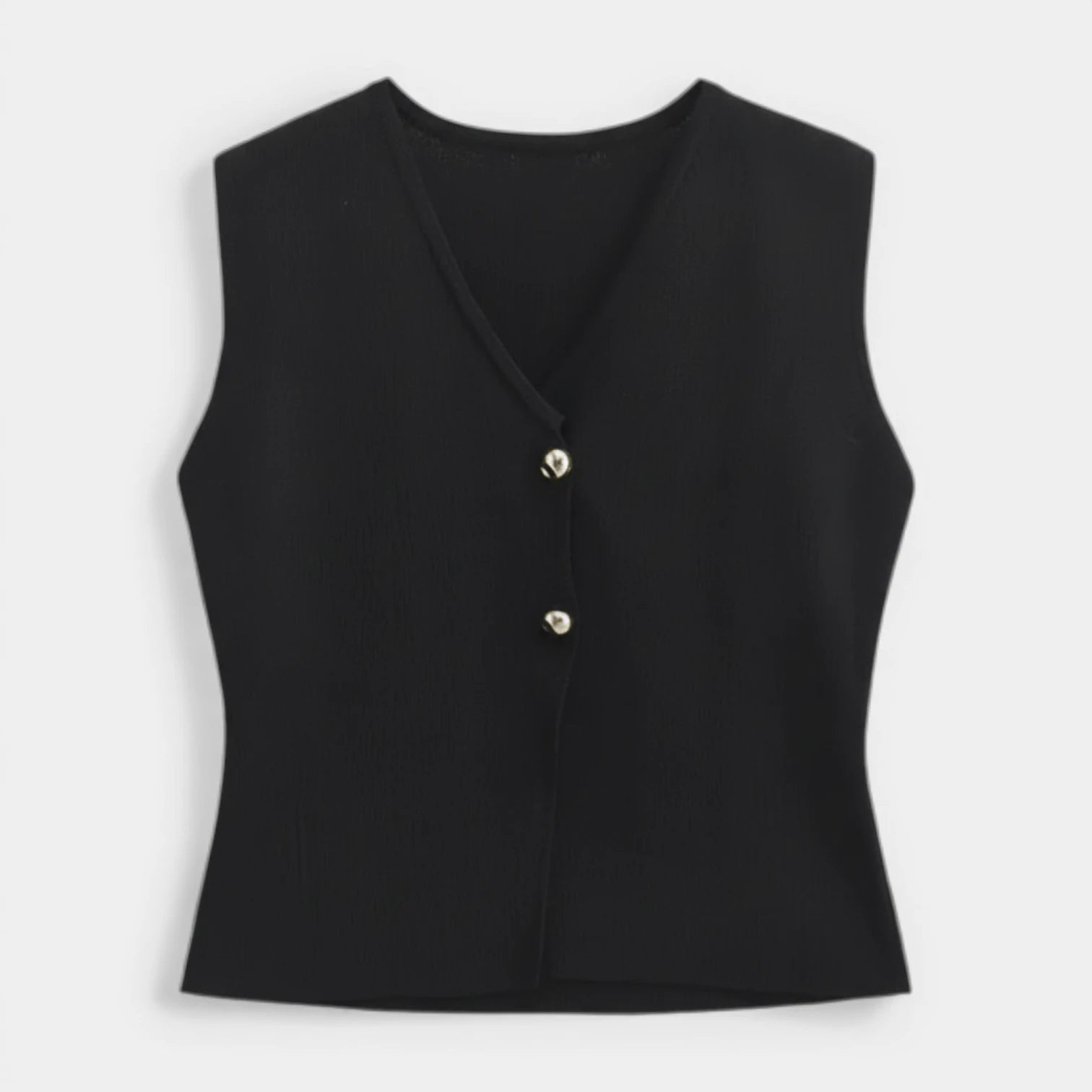 Top Gilet Femme Sans Manches Col V – Fermeture Boutonnée