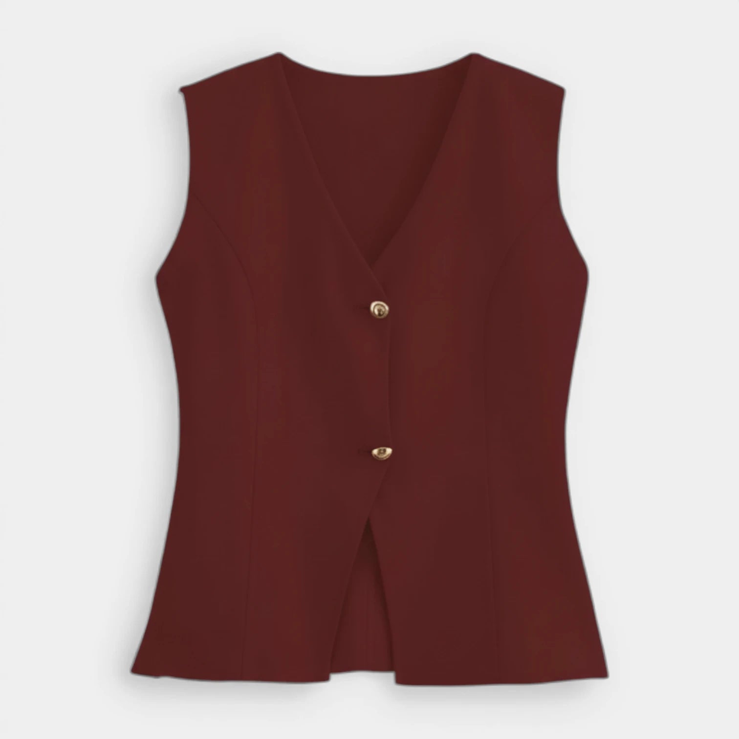 Top Gilet Femme Sans Manches Col V – Fermeture Boutonnée