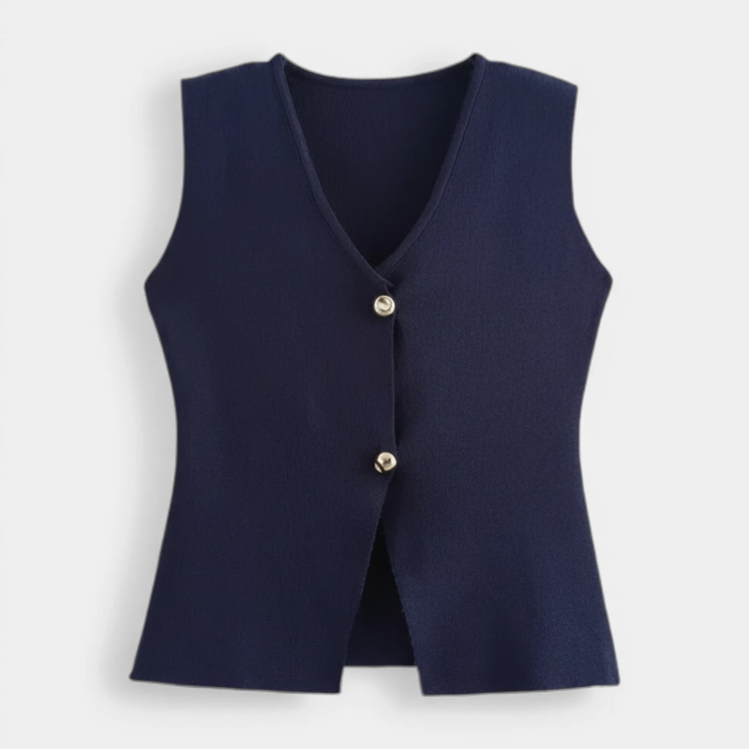 Top Gilet Femme Sans Manches Col V – Fermeture Boutonnée