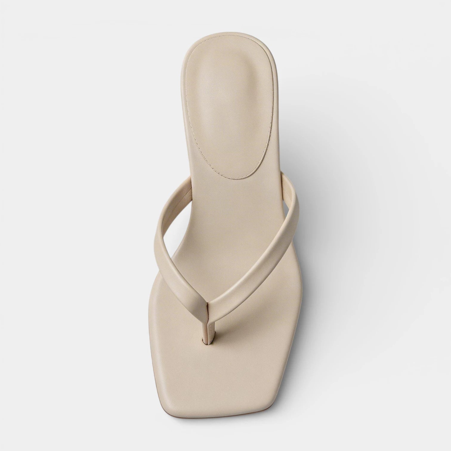 Sandales Femme à Talon Moyen Entredoigt Bout Carré et Bride Minimaliste