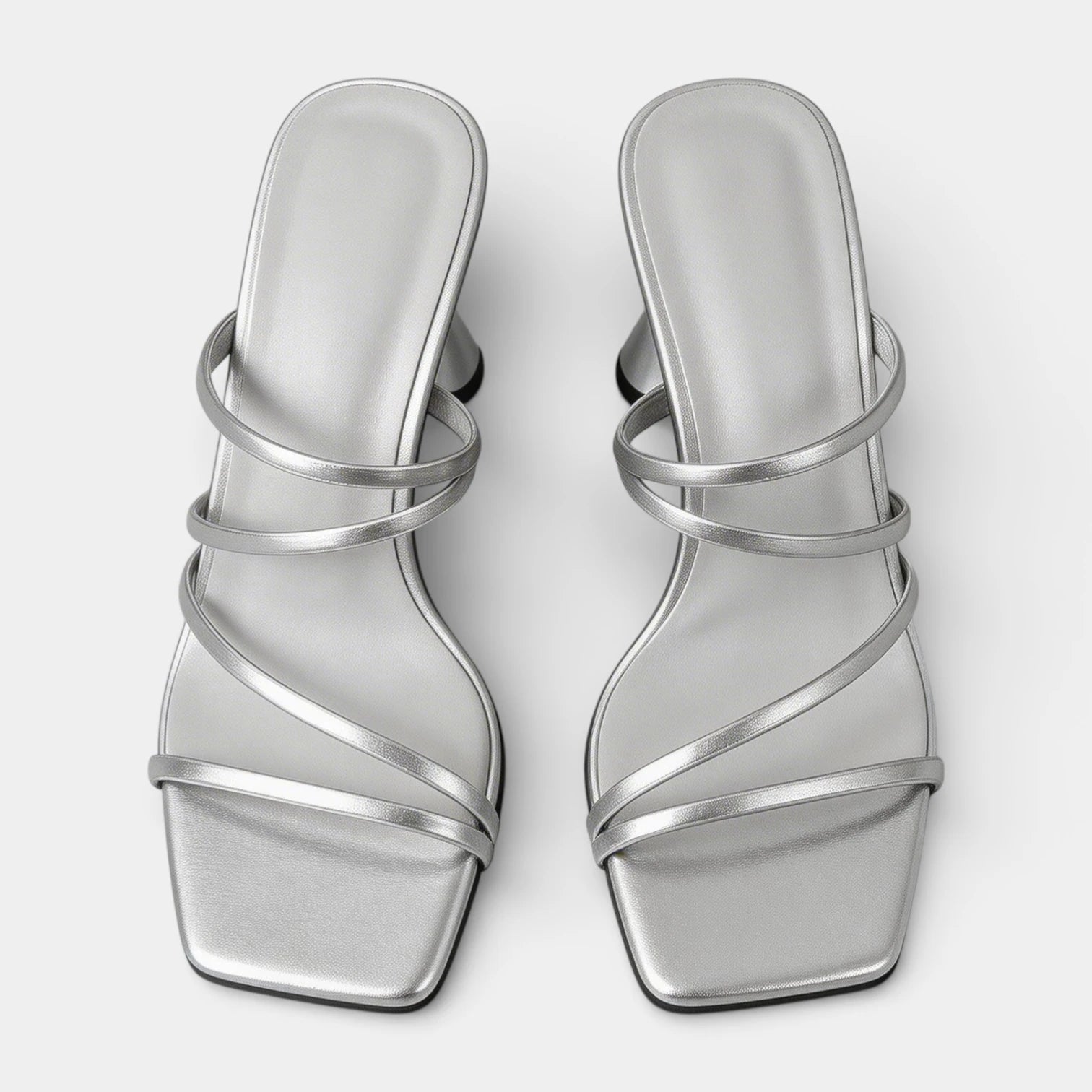 Sandales Femme à Talon Sculpté Bout Carré Brides Multiples