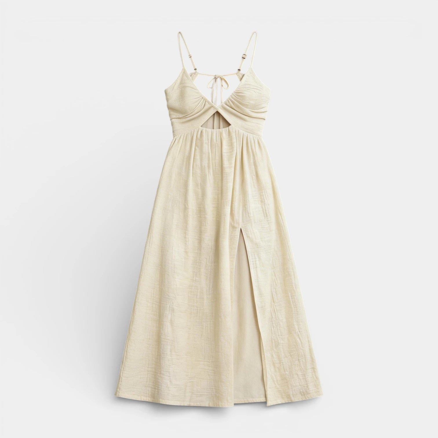 Robe Midi Femme Bretelles Fines – Corsage Découpé Dos Ouvert Fente