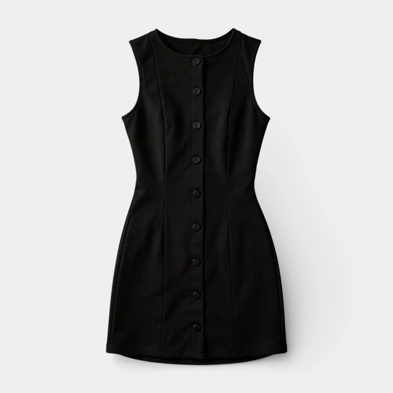 Robe Mini Femme Sans Manches Boutonnée – Coupe Ajustée Structurée