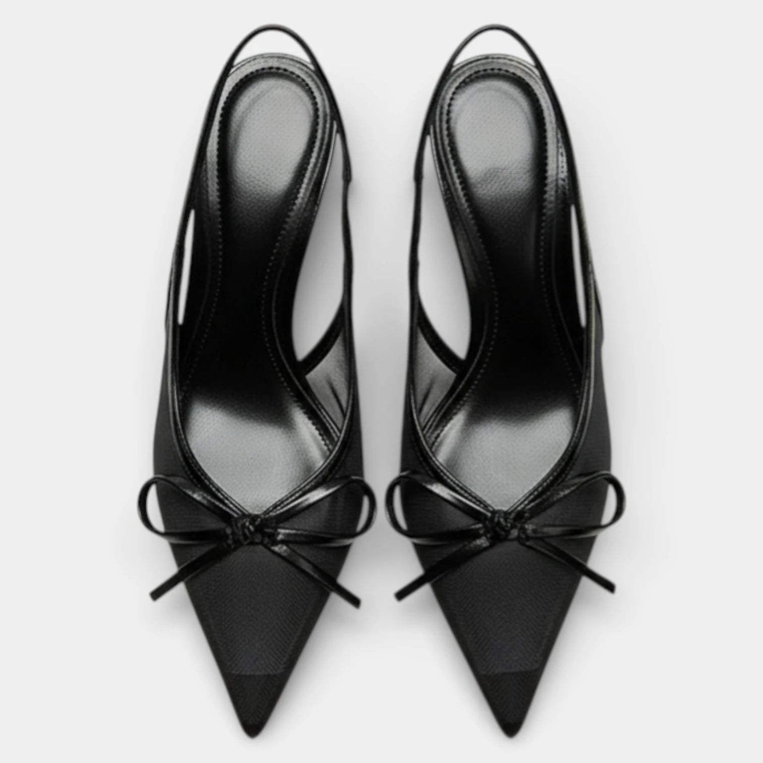 Escarpins Slingback Femme Bout Pointu – Détail Nœud et Empiècements Mesh