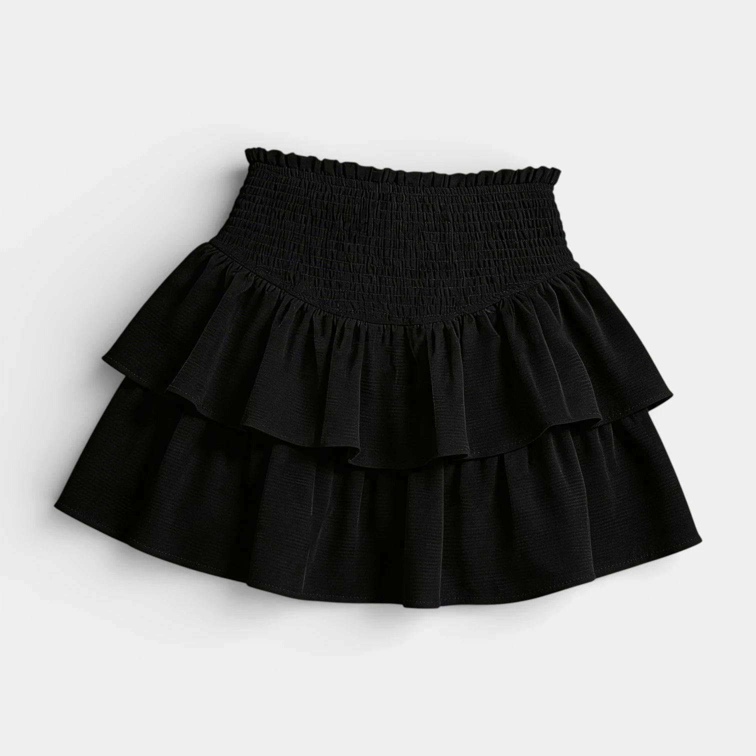 Jupe Mini Femme Taille Haute Smockée à Volants – Coupe Évasée