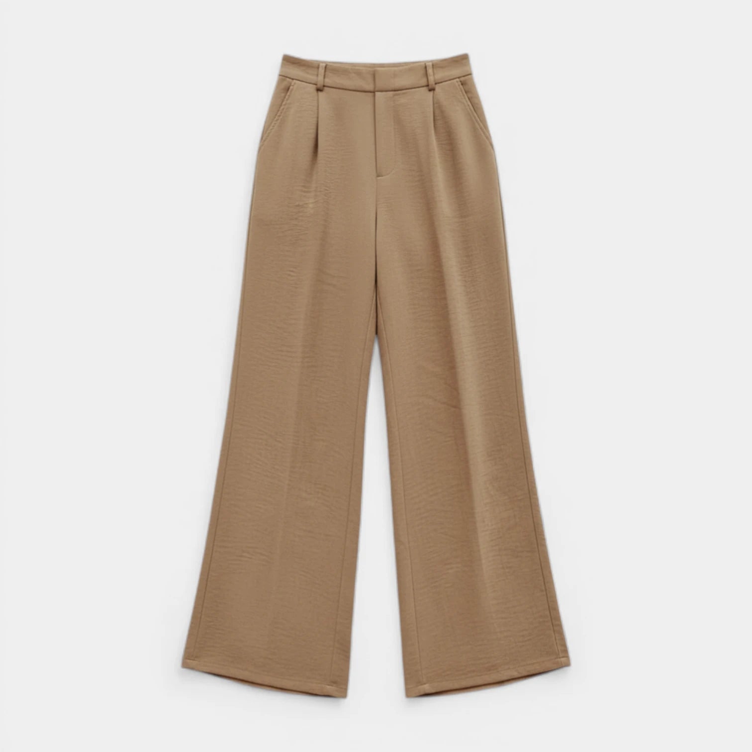 Pantalon Femme Taille Haute Jambe Large – Plis sur le Devant