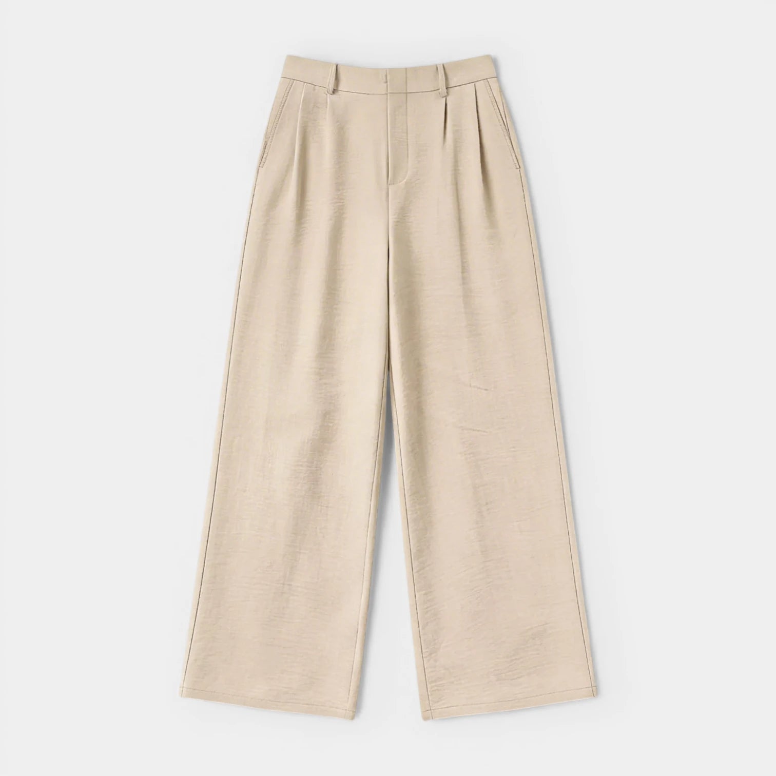 Pantalon Femme Taille Haute Jambe Large – Plis sur le Devant