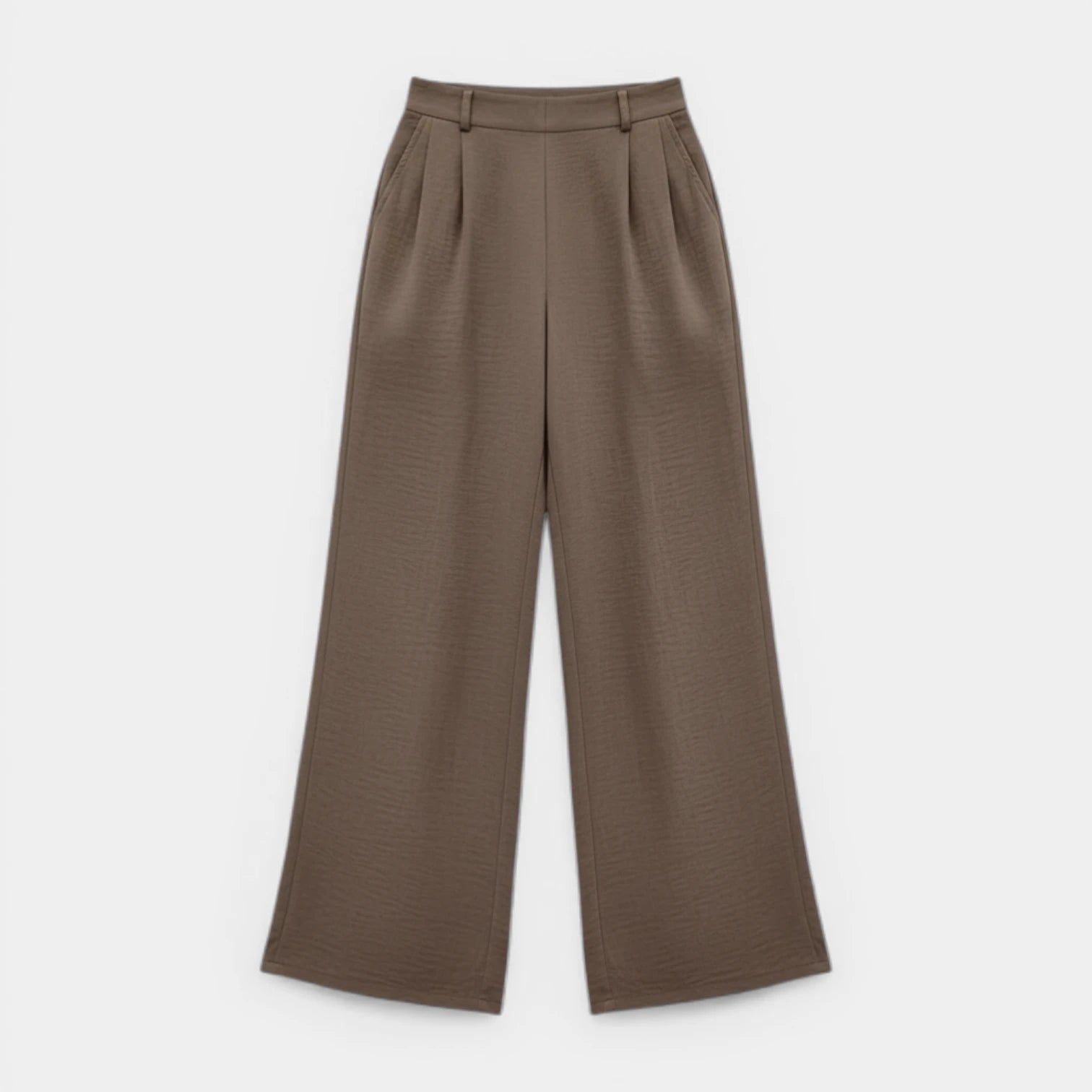 Pantalon Femme Taille Haute Jambe Large – Plis sur le Devant