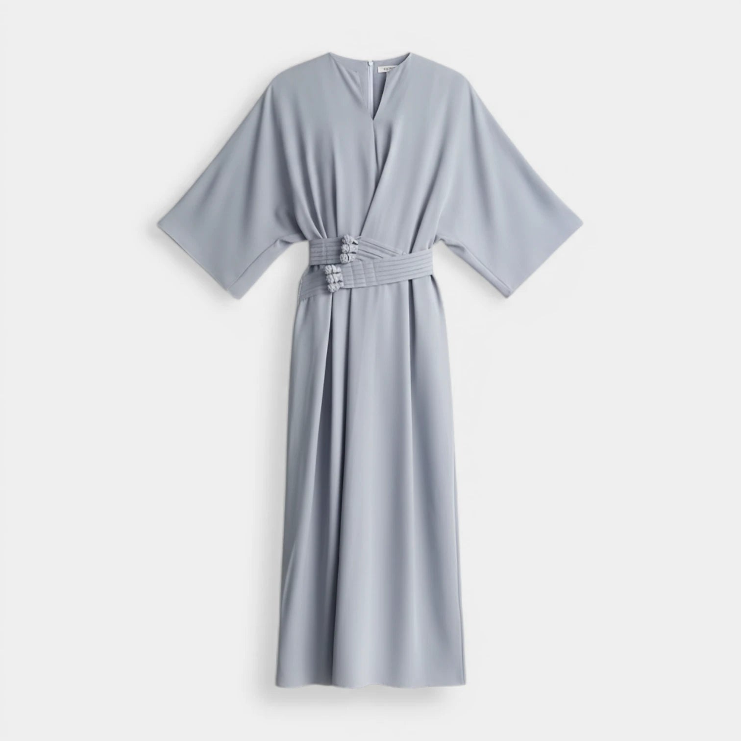 Robe Maxi Portefeuille Femme Col V – Ceinture et Manches Amples