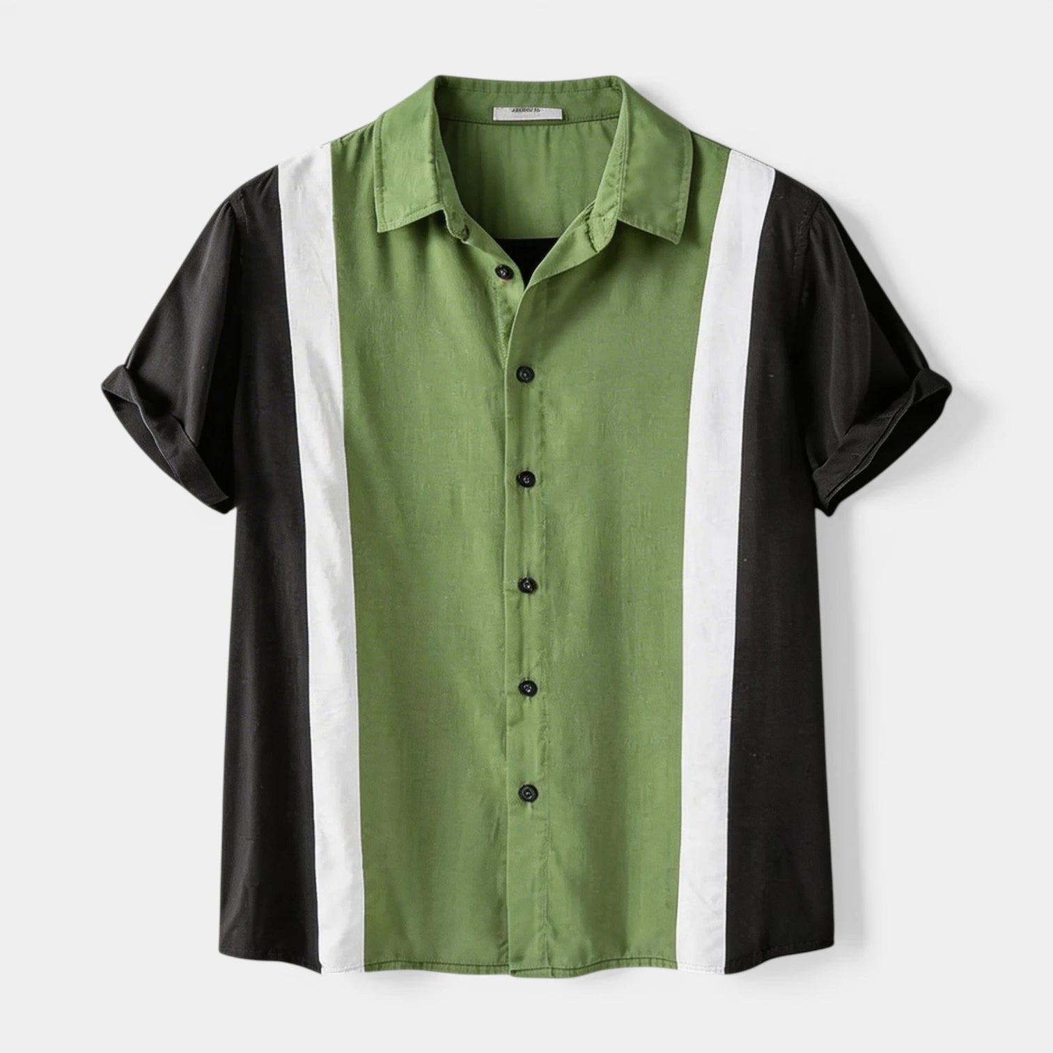 Chemise Homme Manches Courtes Boutonnée Col Camp Coupe Régulière