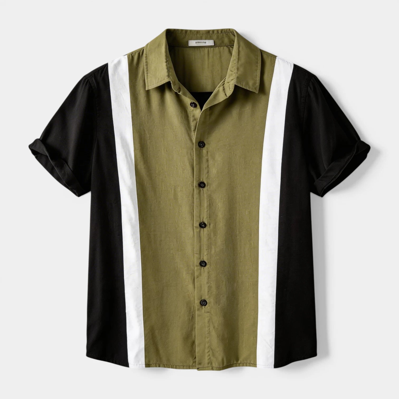 Chemise Homme Manches Courtes Boutonnée Col Camp Coupe Régulière