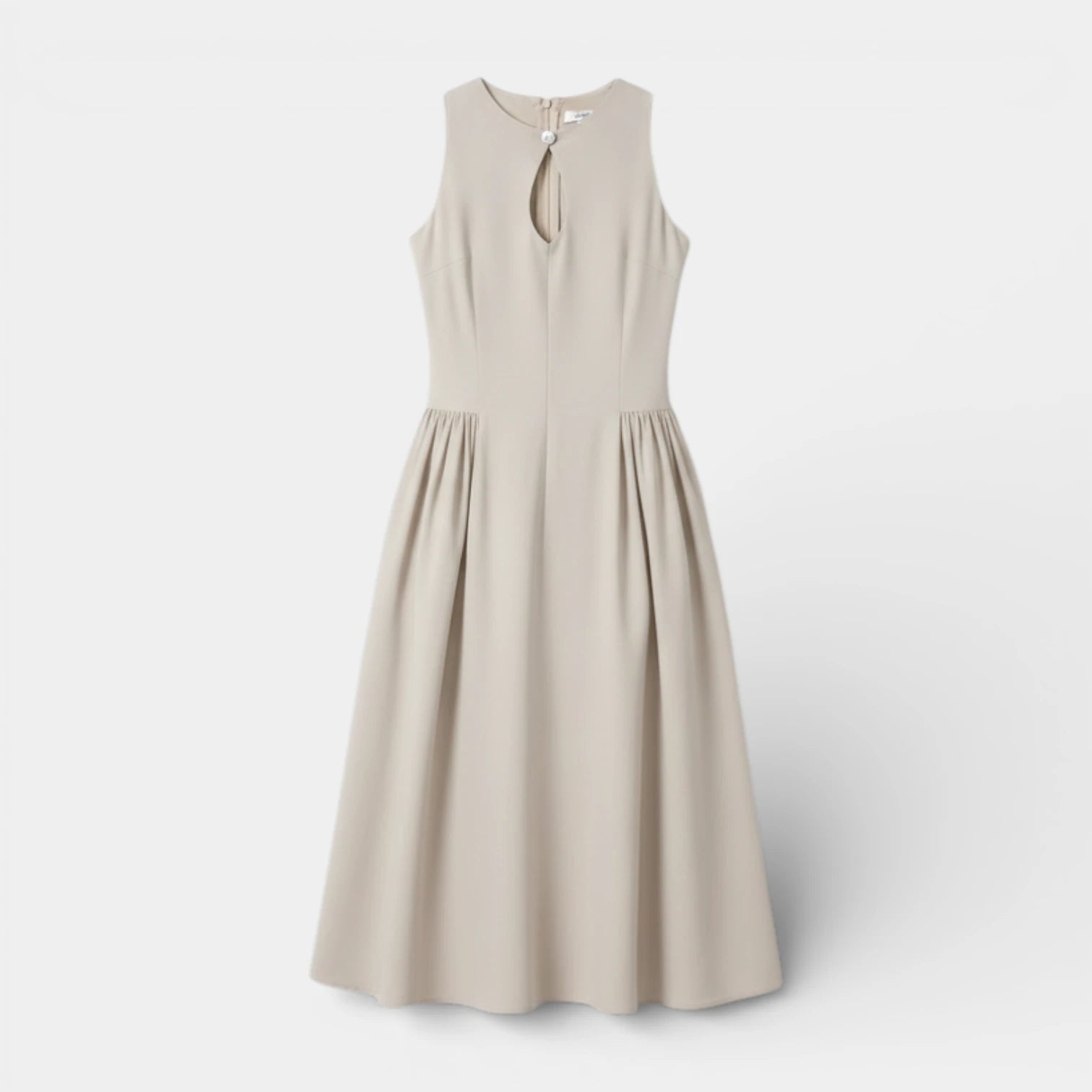 Robe Midi Femme Sans Manches Coupe A – Col Goutte Taille Froncée