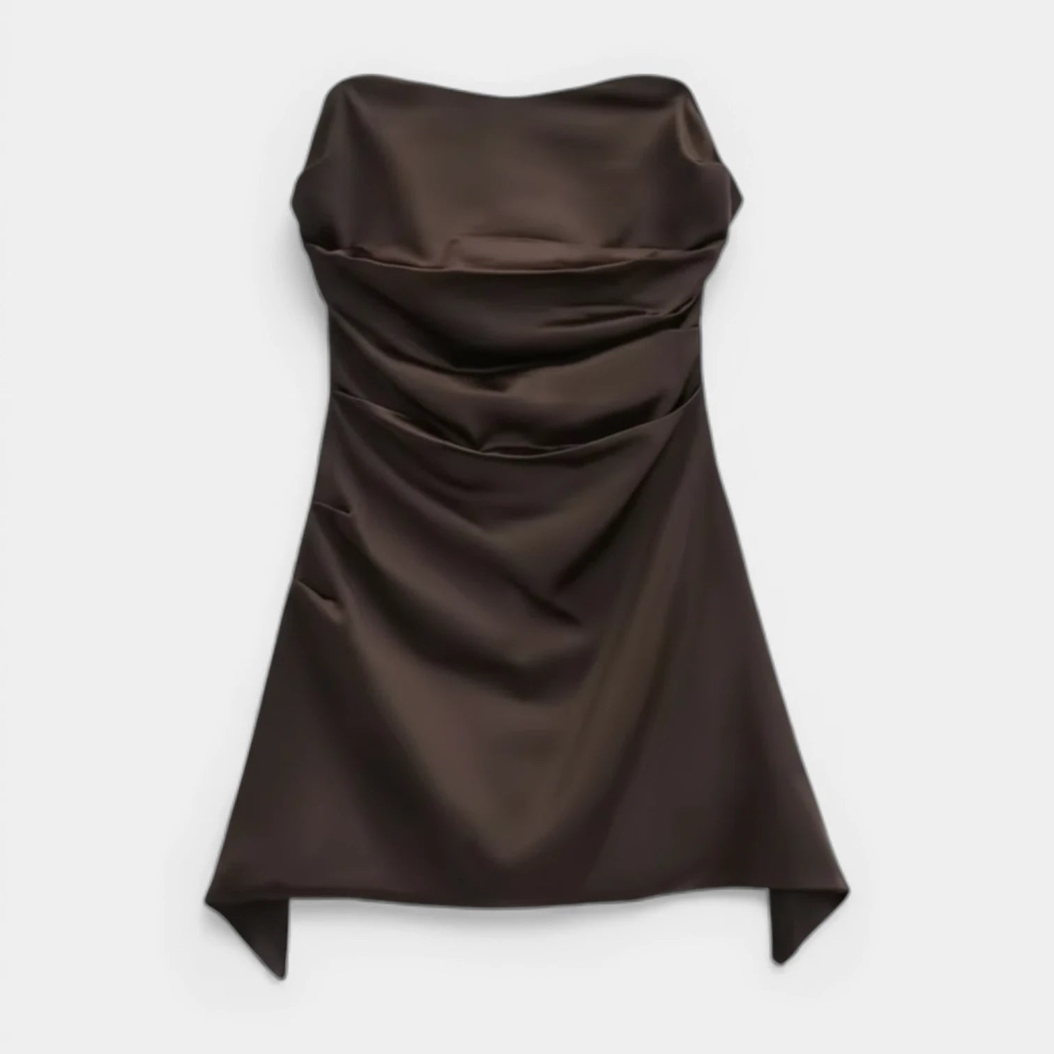 Robe Mini Bustier Femme Drapée – Ourlet Mouchoir Finition Brillante