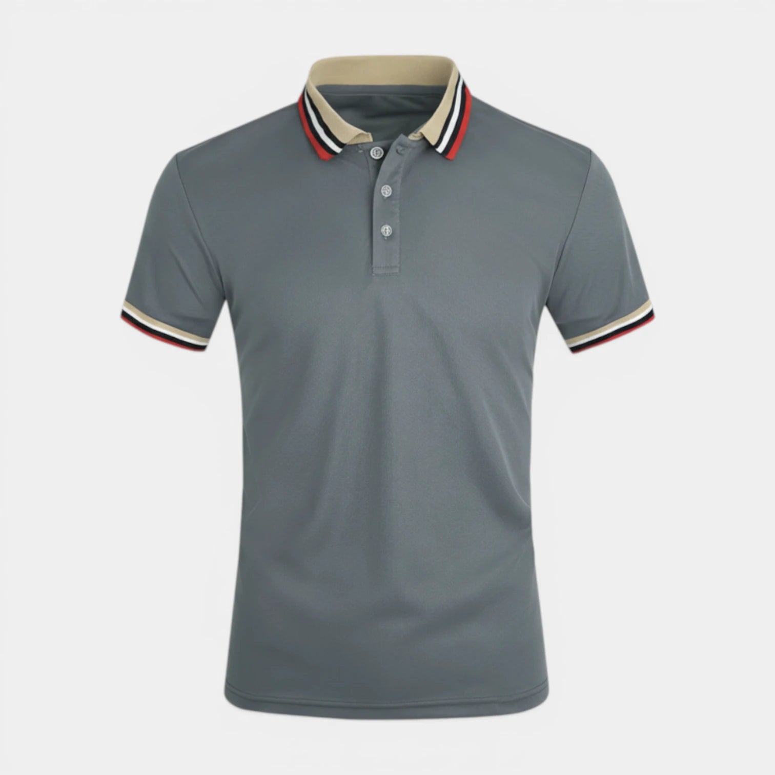 Men's Short-Sleeve Polo Shirt Button Placket Contrast Collar Regular Fit