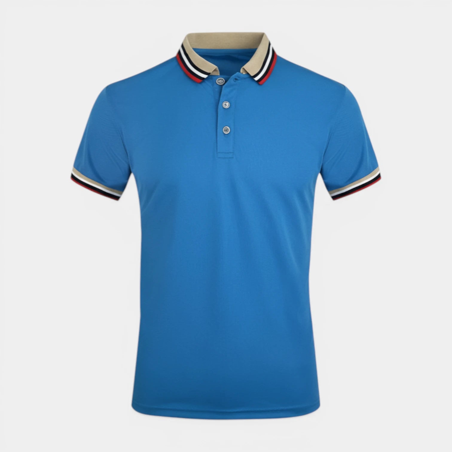 Men's Short-Sleeve Polo Shirt Button Placket Contrast Collar Regular Fit