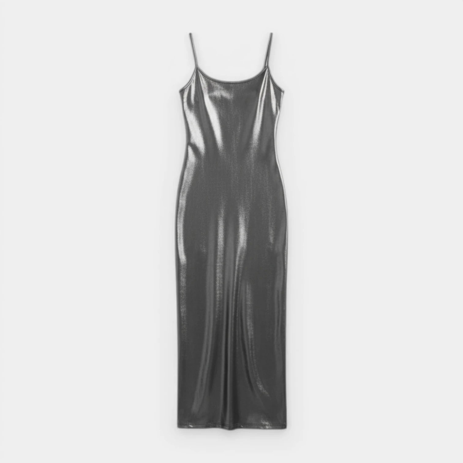 Robe Maxi Femme Métallisée Bretelles Fines – Coupe Ajustée